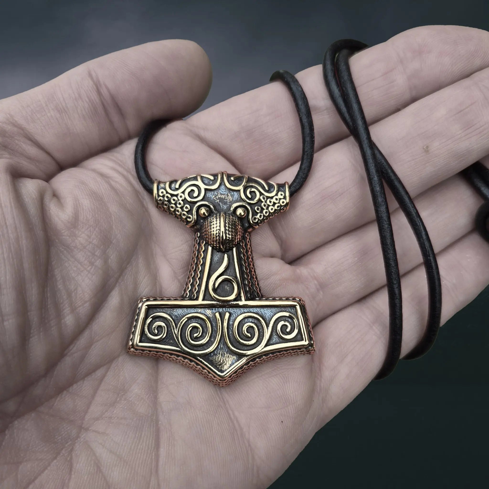 Large Bronze Skåne Thors Hammer Pendant Viking Replica from Sweden