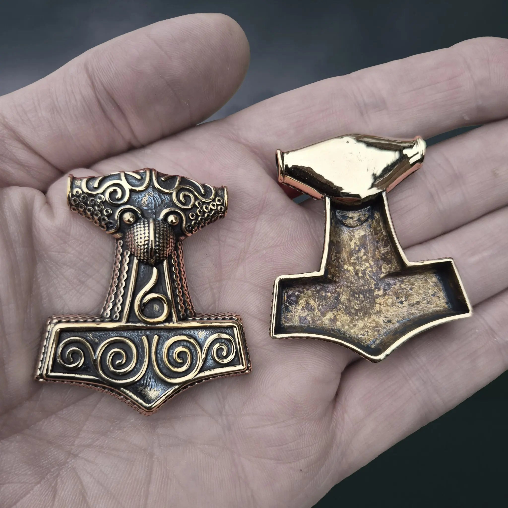 Large Bronze Skåne Thors Hammer Pendant Viking Replica from Sweden