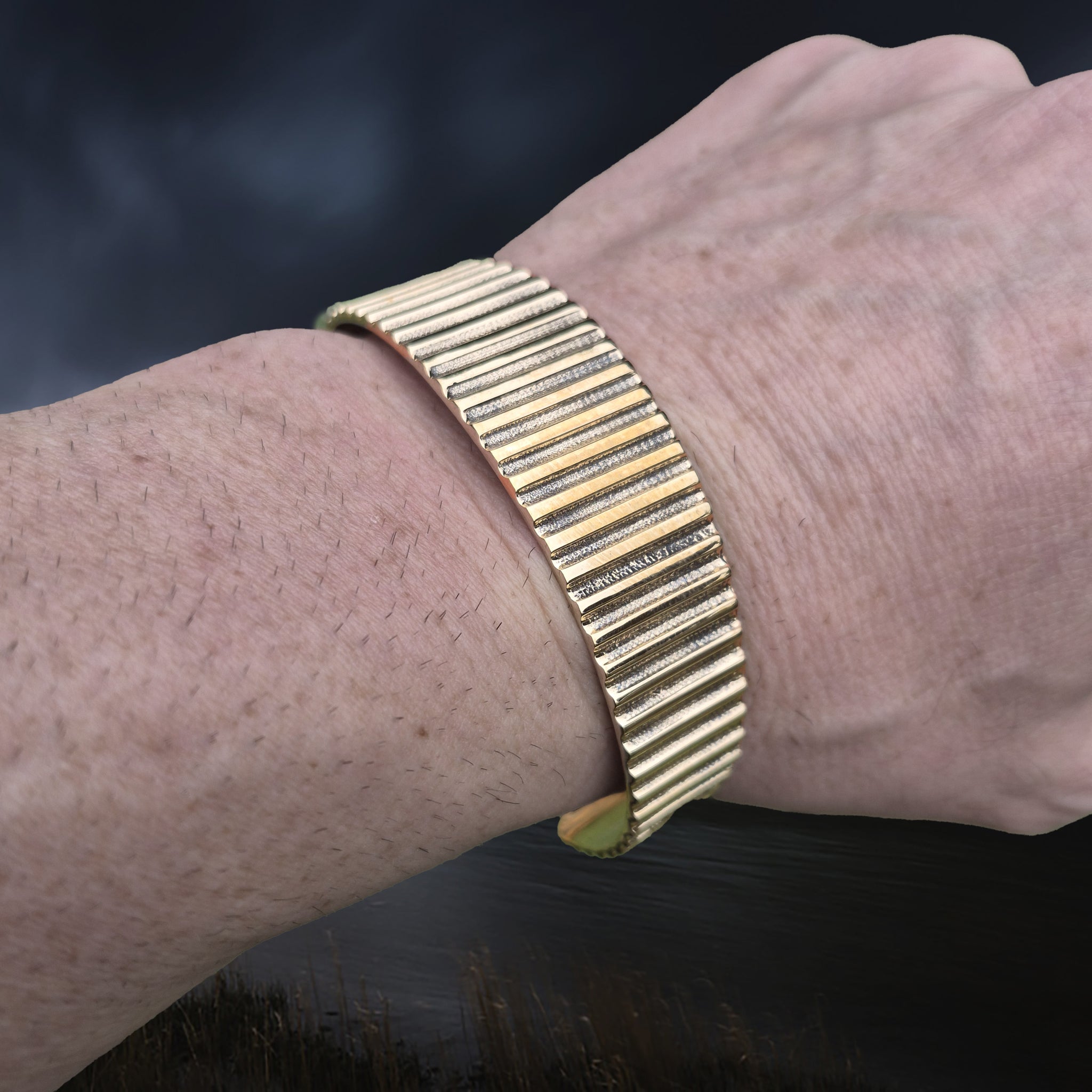 Bronze Hiberno-Norse Viking Bracelet / Arm Ring Replica with Ridge Design on Wrist