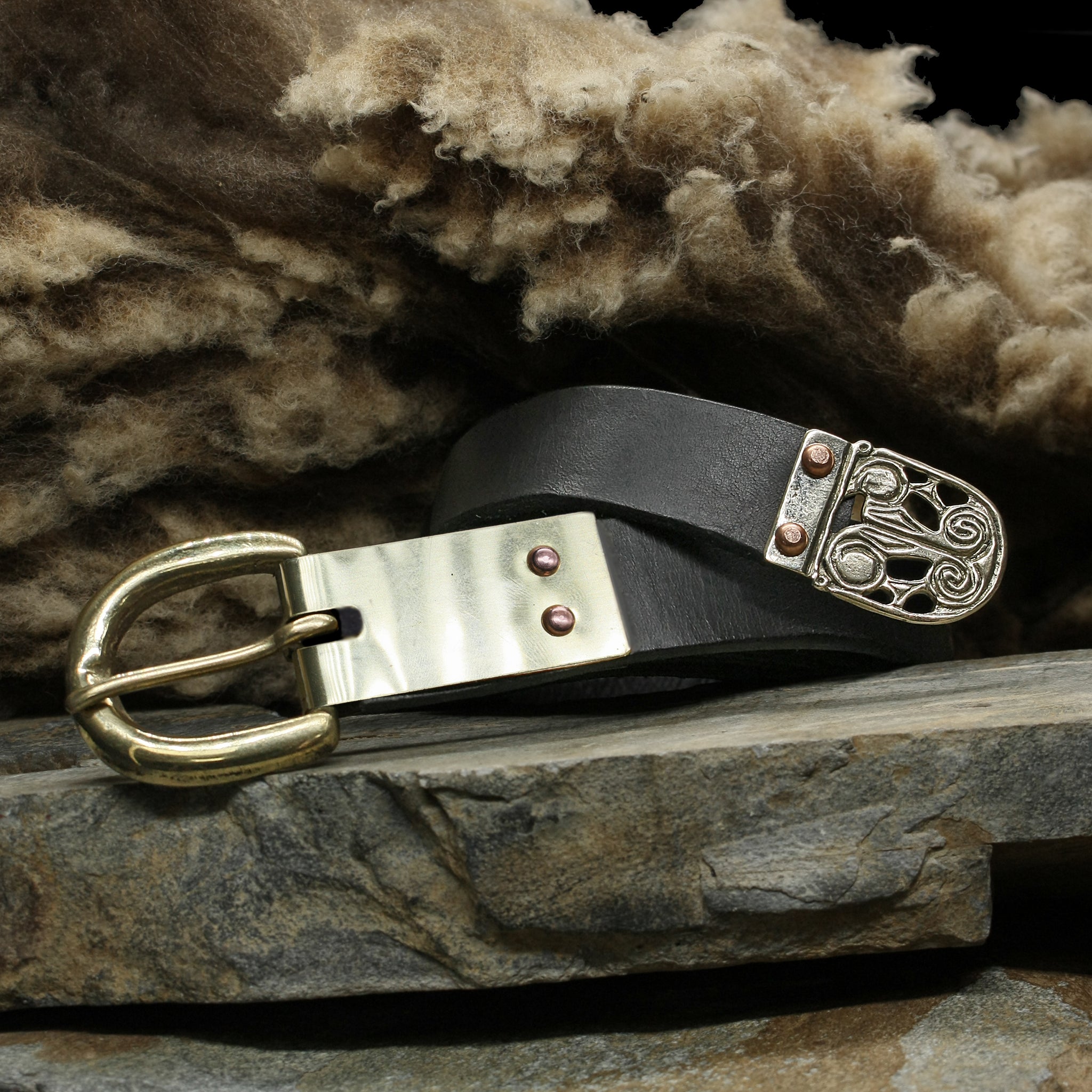 Custom Made 25mm (1 inch) Wide Leather Viking Belt with Brass Buckle