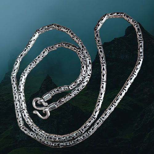 3mm Silver Viking King Chain Necklace With Loop Heads & S-Clasp