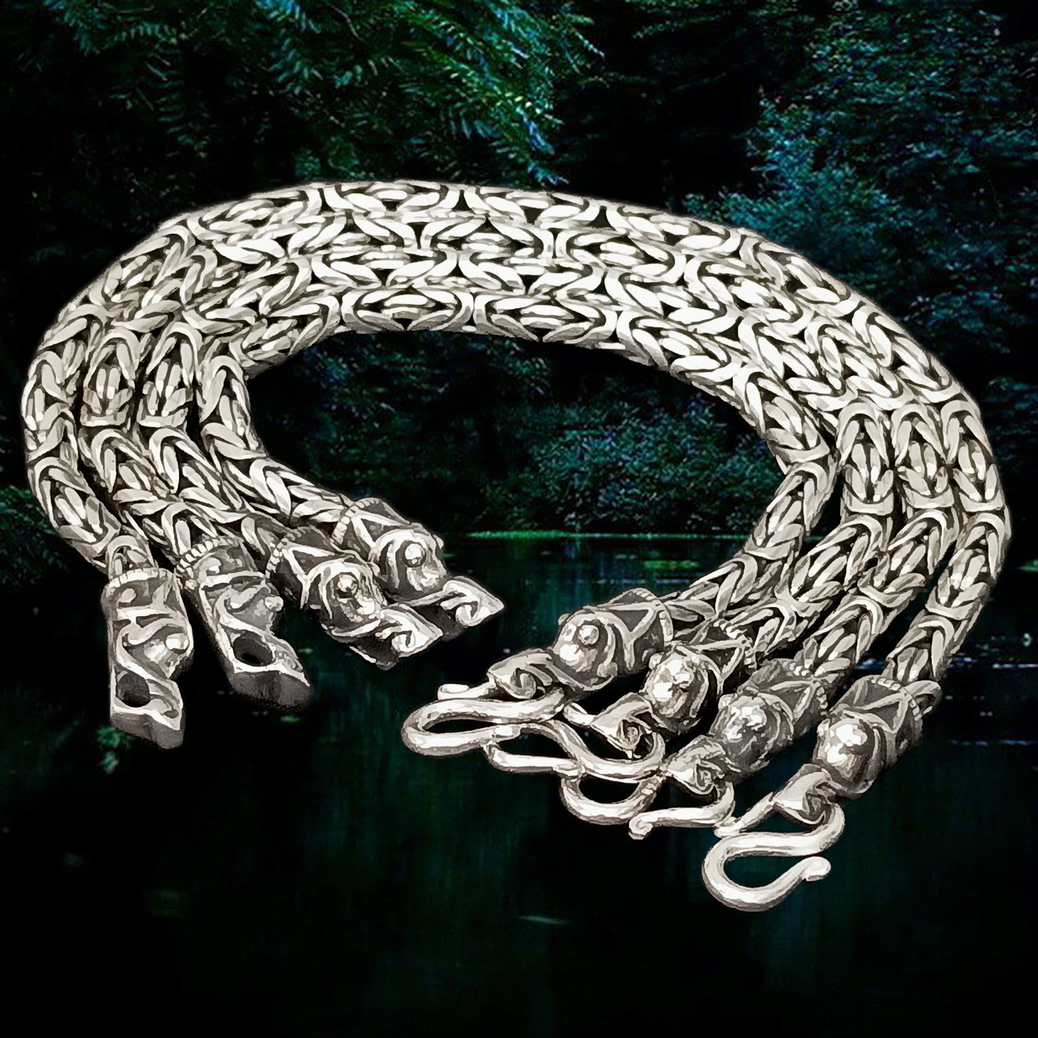 5mm Silver King Bracelets With Gotlandic Dragon Heads