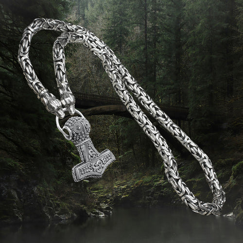 8mm King Chain Necklace - With Split Ring and Öland Thor's Hammer