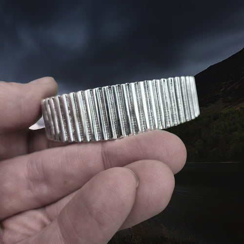 Silver Viking Bracelet / Arm Ring Replica From Anglesey with Ridge Design in Fingers