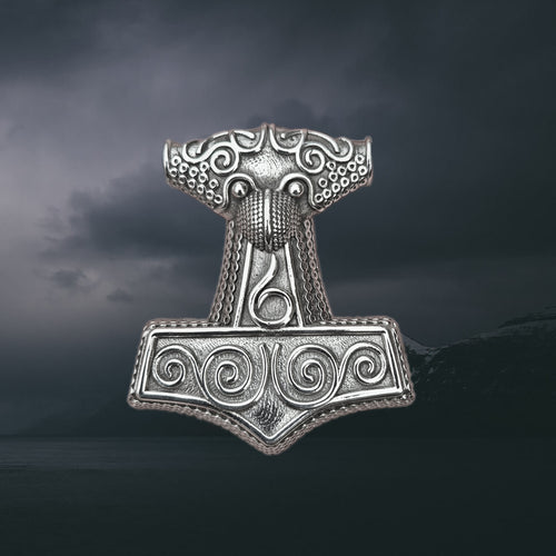 Large Silver Skåne Thor's Hammer Pendant Replica