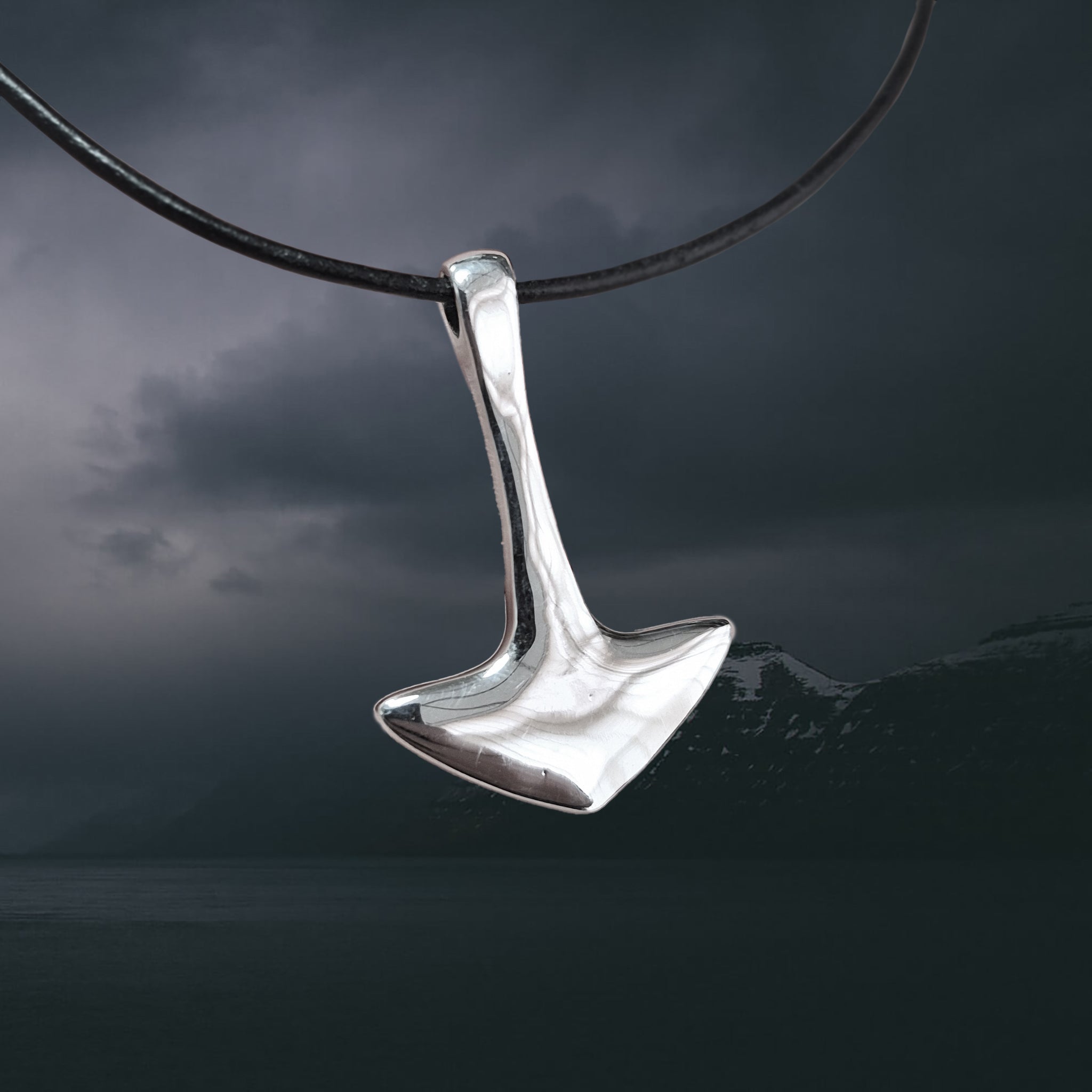 Sterling Silver Viking Thor's Hammer Pendant, Based on an Original Find from 9th Century England on Leather Cord