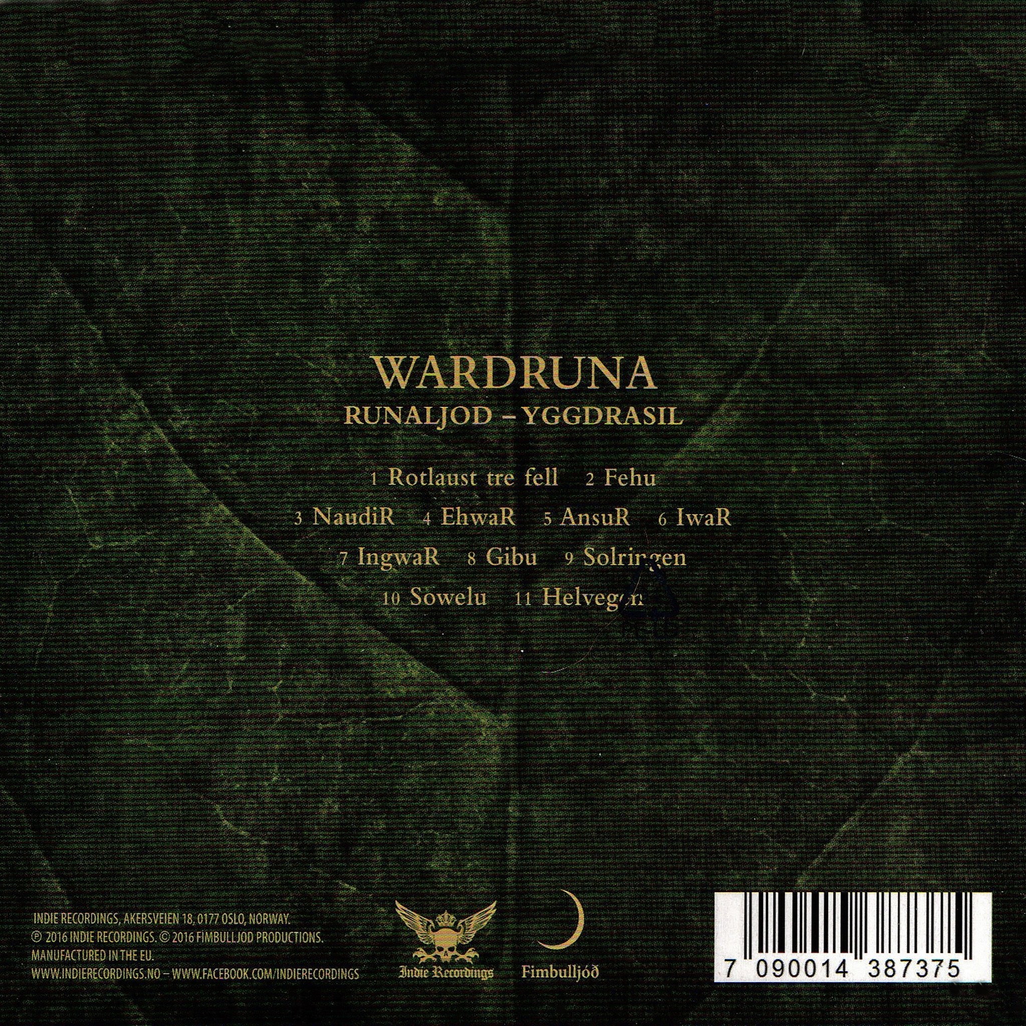 Yggdrasil CD By Wardruna - Back Cover