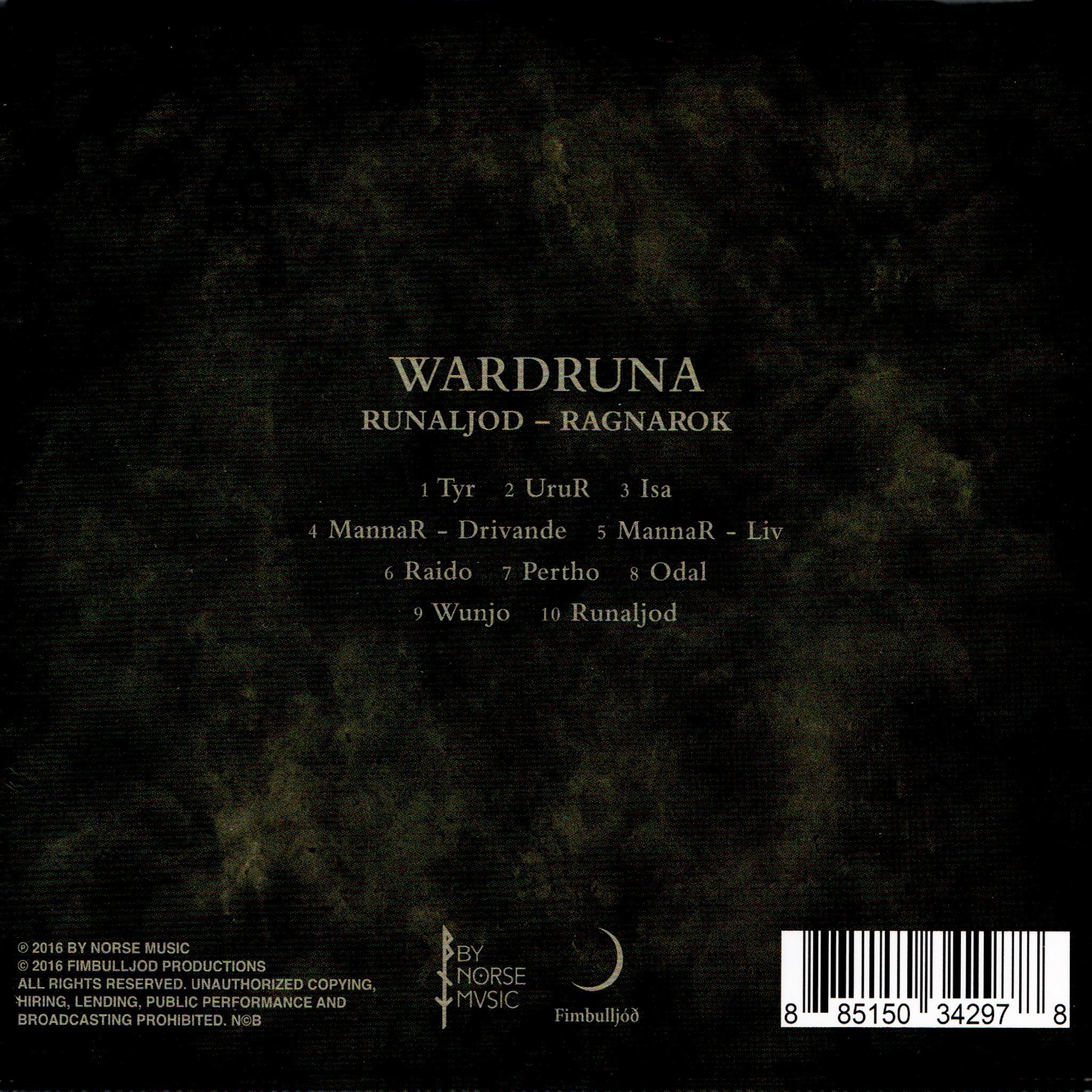 Ragnarok CD By Wardruna - Back Cover