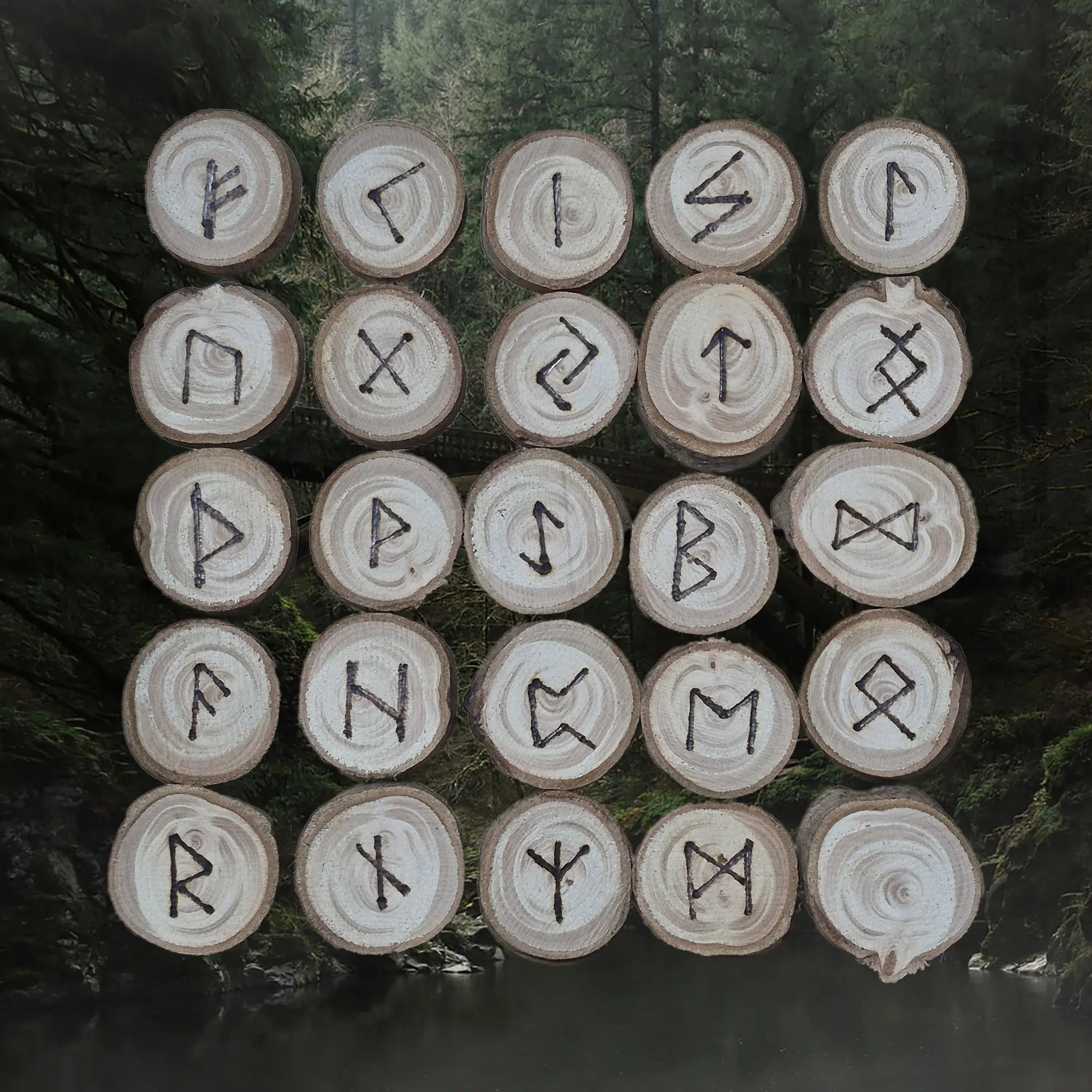King & Prince - RUNE Elder Futhark White Willow Rune Set with Hessian Pouch