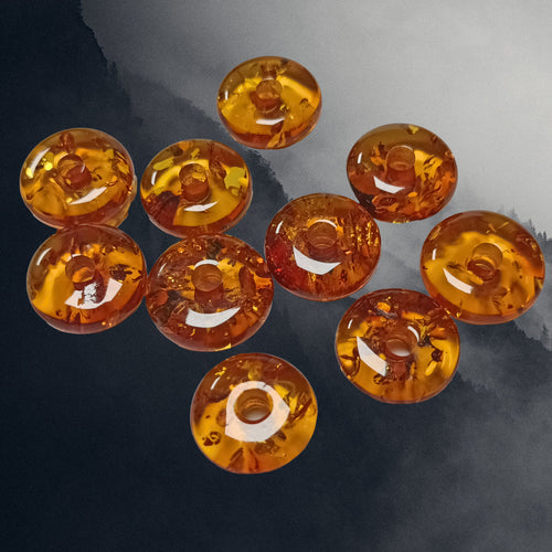 Polished Amber Donut Beads - New Stock Nov 24