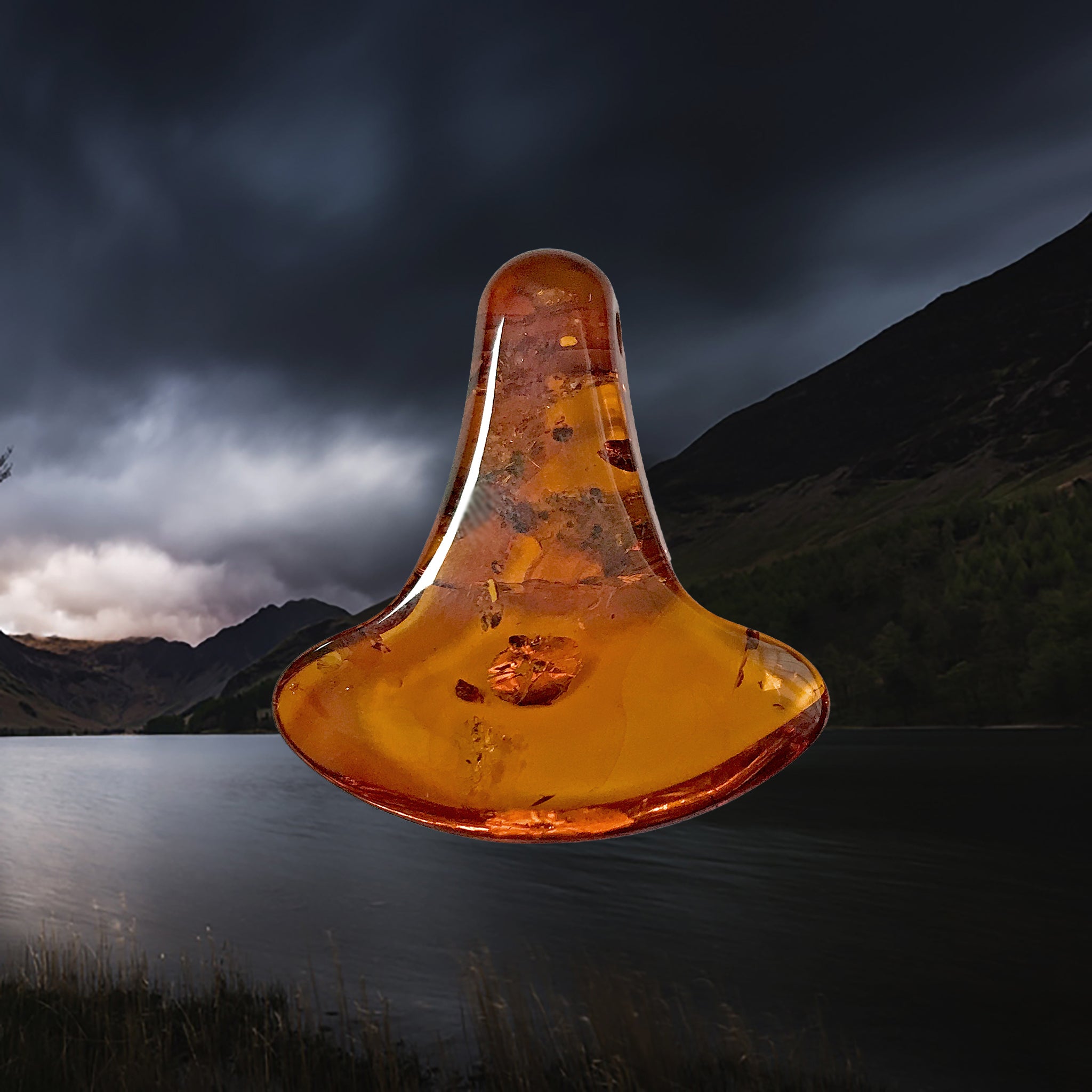 Amber Viking Thors Hammer Pendant - Large Size