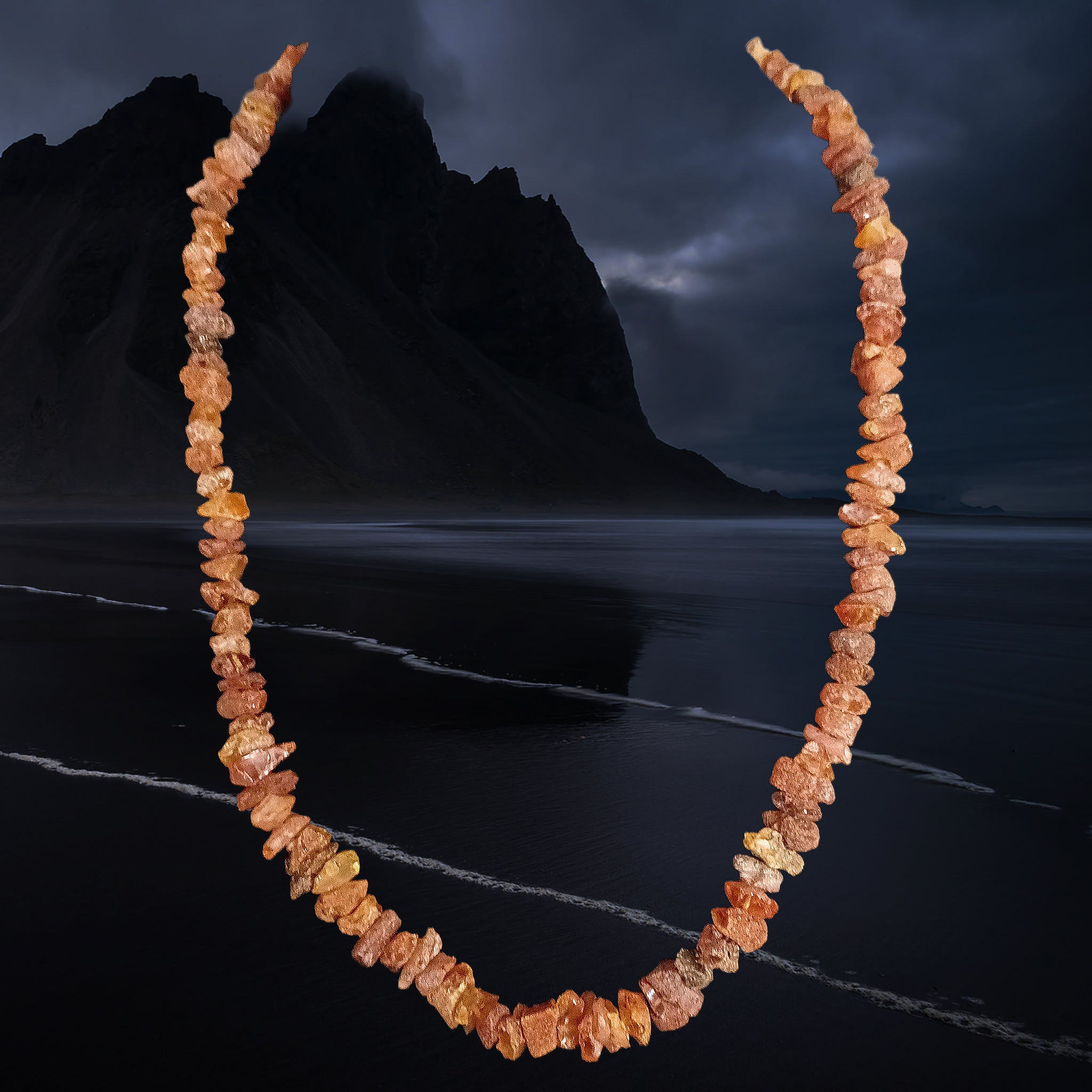 Amber Viking Necklace, Made From Unpolished Raw Amber Chips