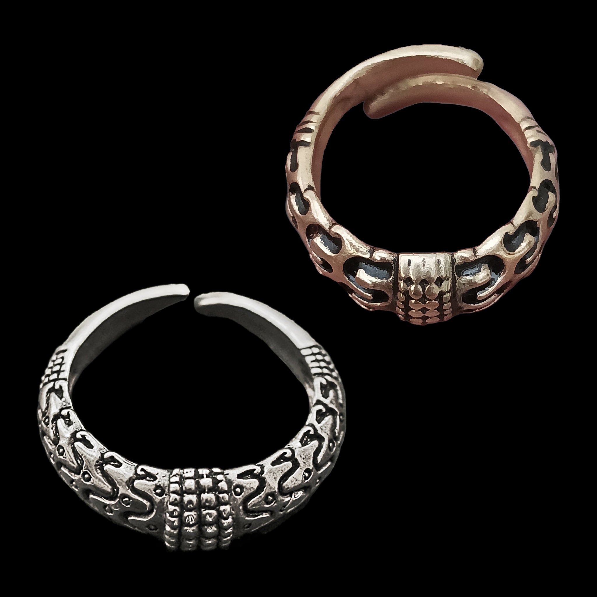 Replica Viking Rings from Orupgård, Falster, Denmark in Silver and Bronze
