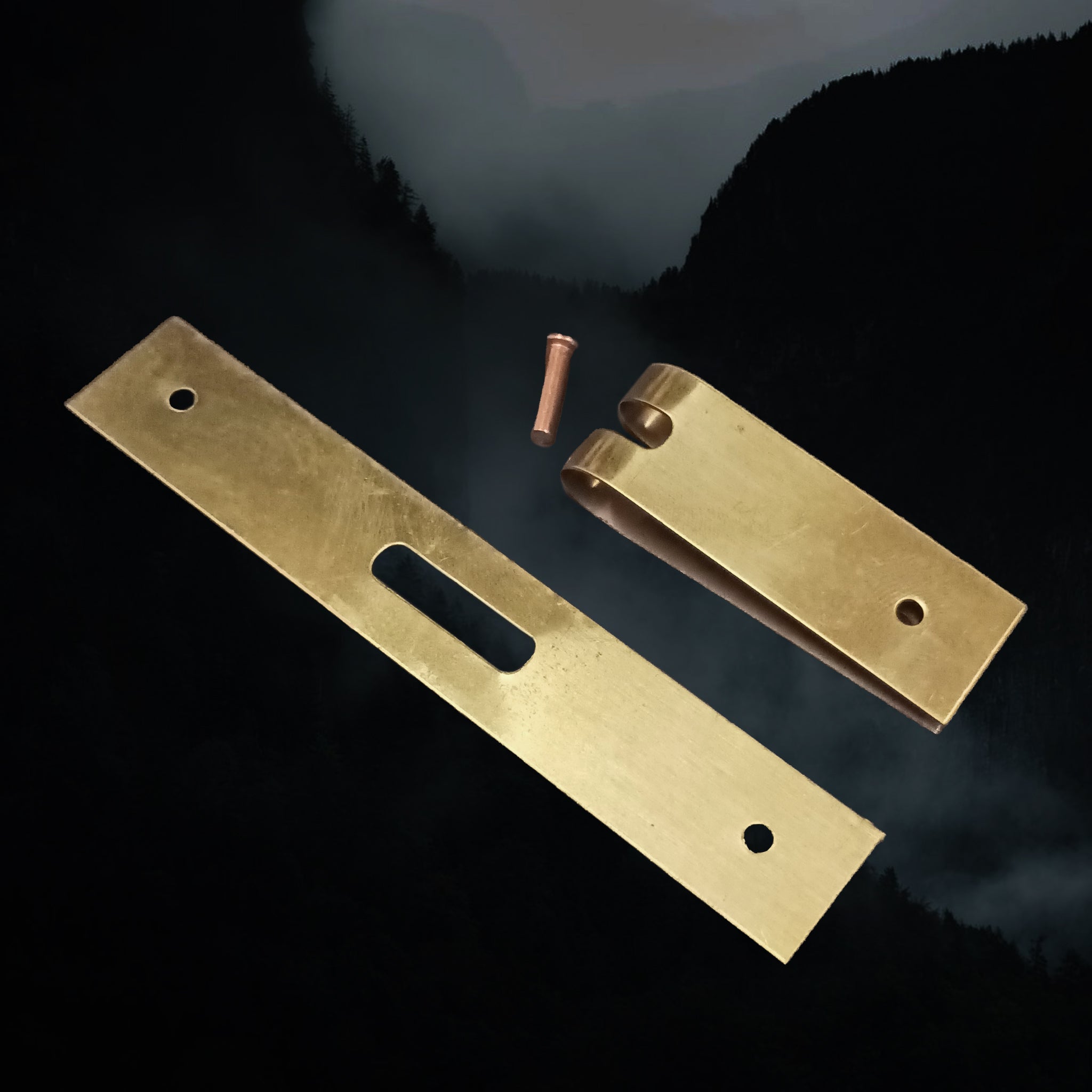 19mm (0.75 inch) Wide Brass Buckle Plate - Flat and Folded with Copper Rivet