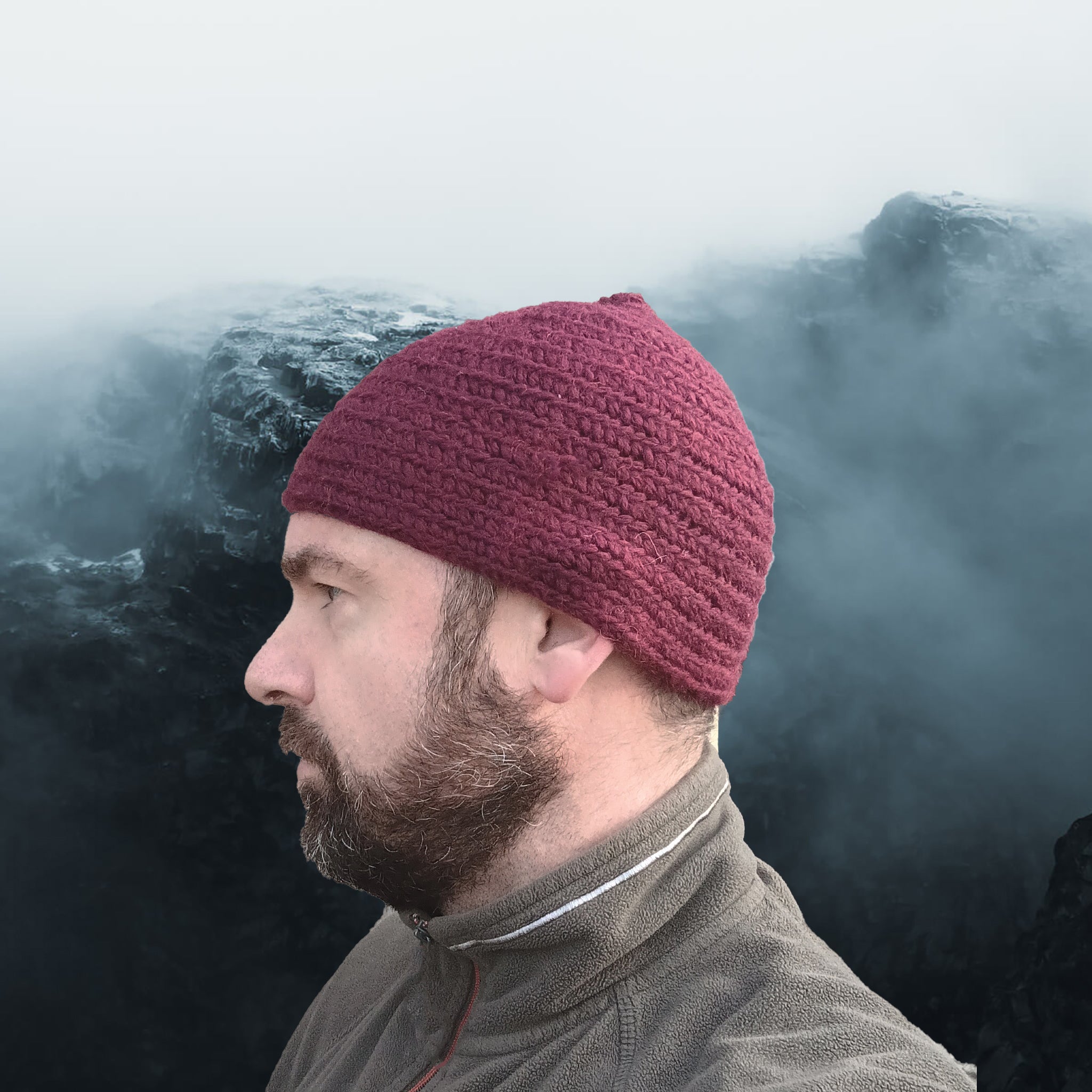 Handmade Wool Viking Nalbinding Hat - Burgundy