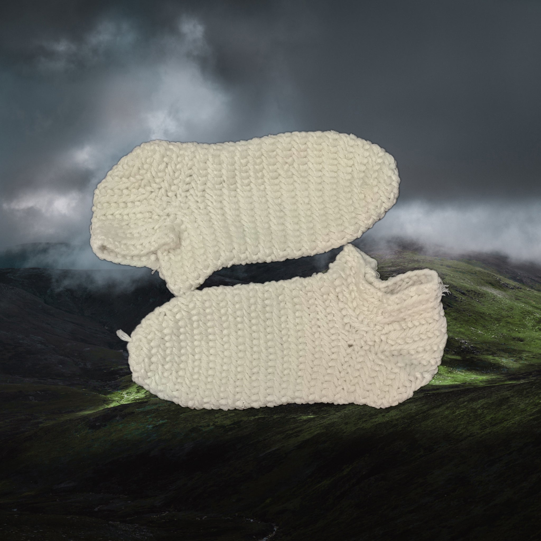 Wool Viking Nalbinding Socks made from White Wool