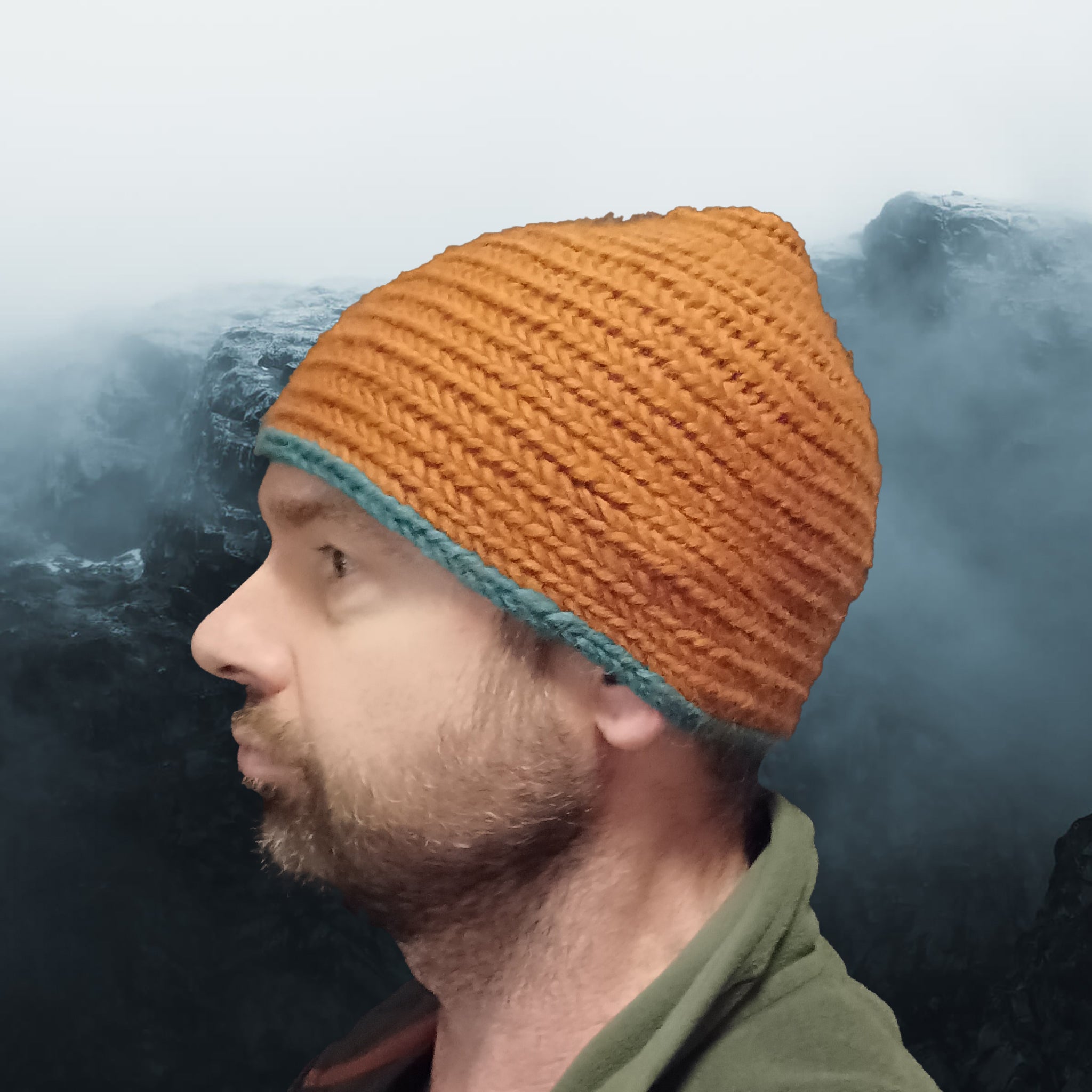 Wool Viking Hat, Hand-Woven Using Ancient Nalbinding Techniques - Brown & Green