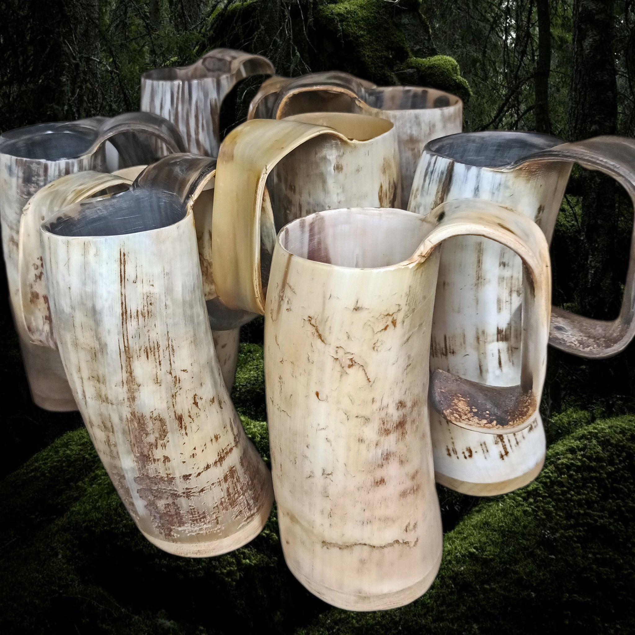 Horn Beer Mugs - Large and Medium