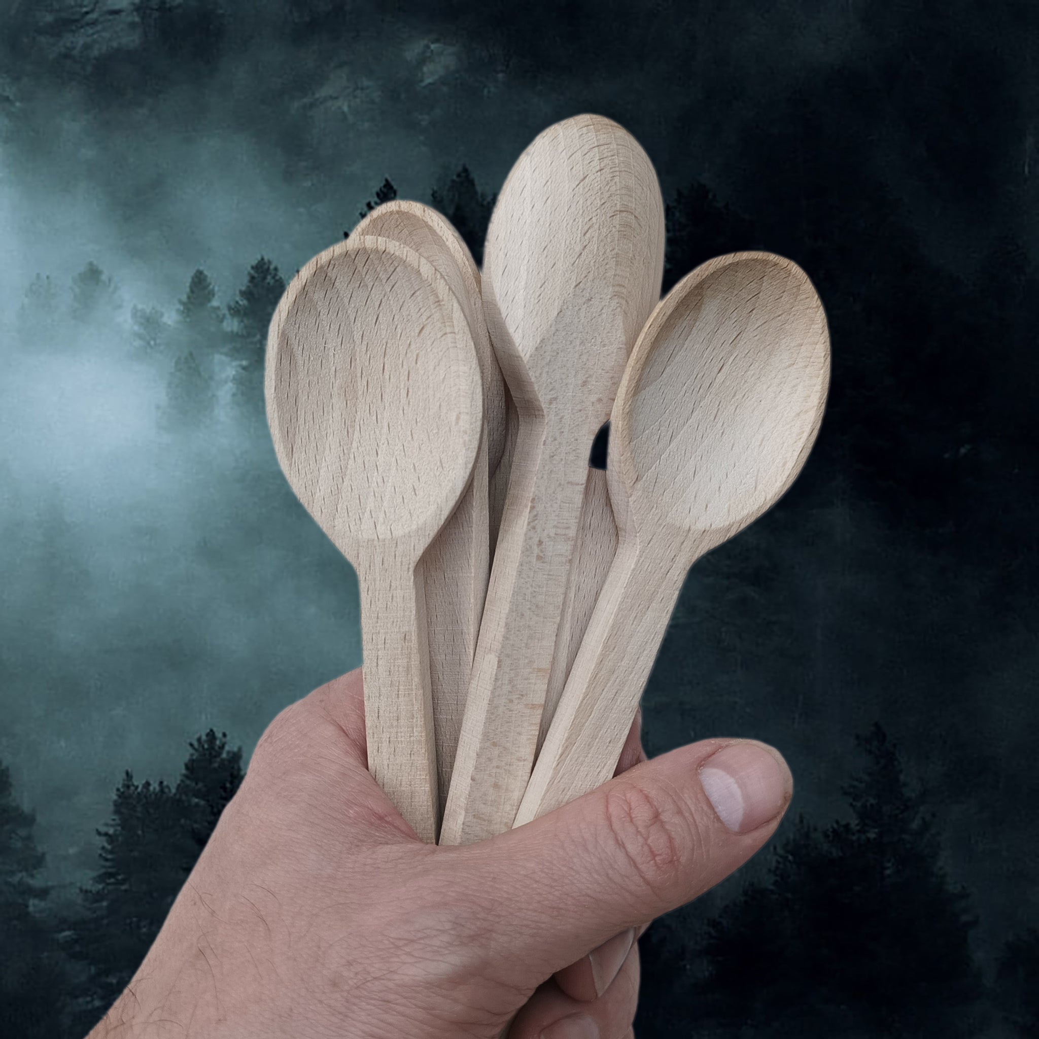 Large Wooden Viking / Medieval Spoons in Hand