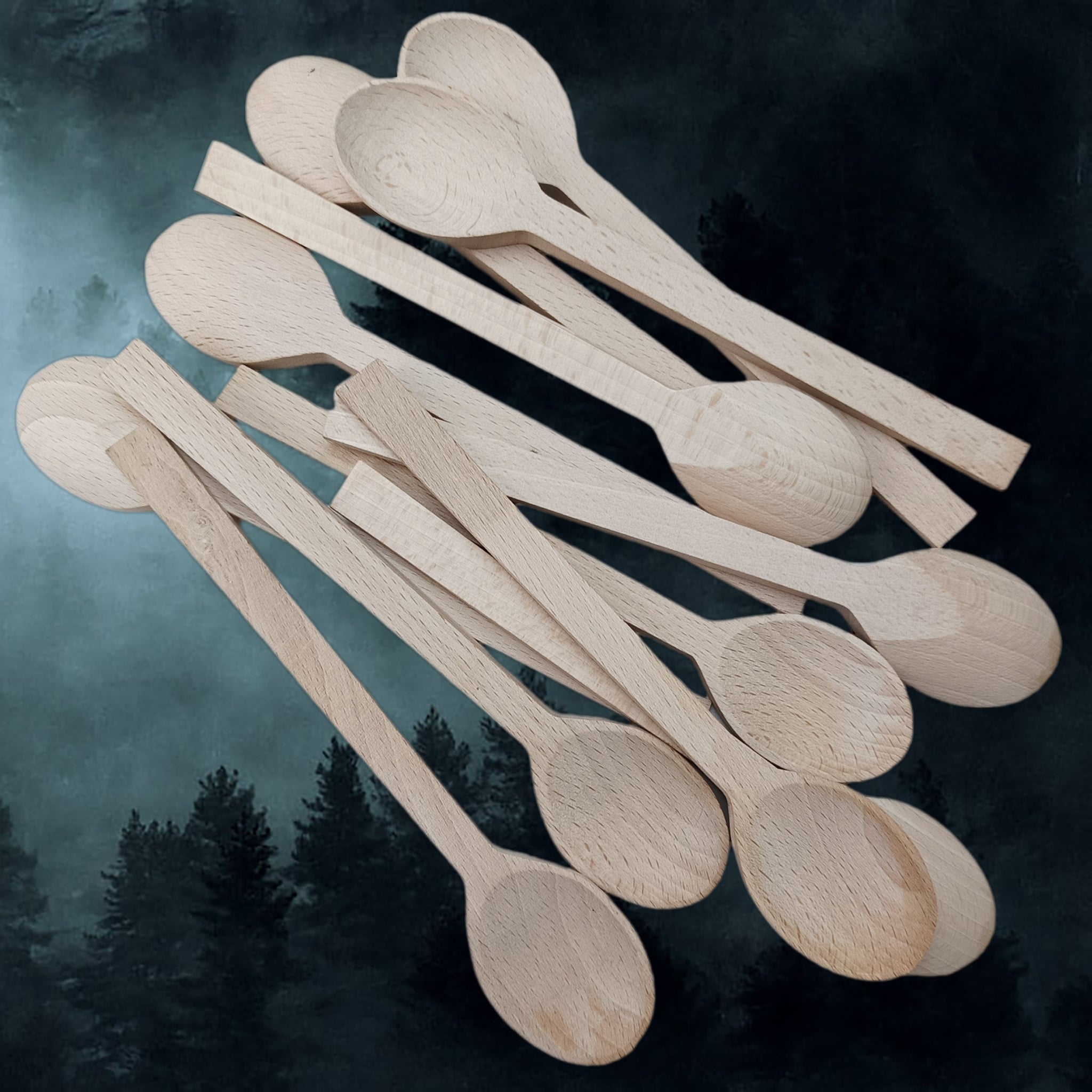 Large Wooden Viking / Medieval Spoons x 10