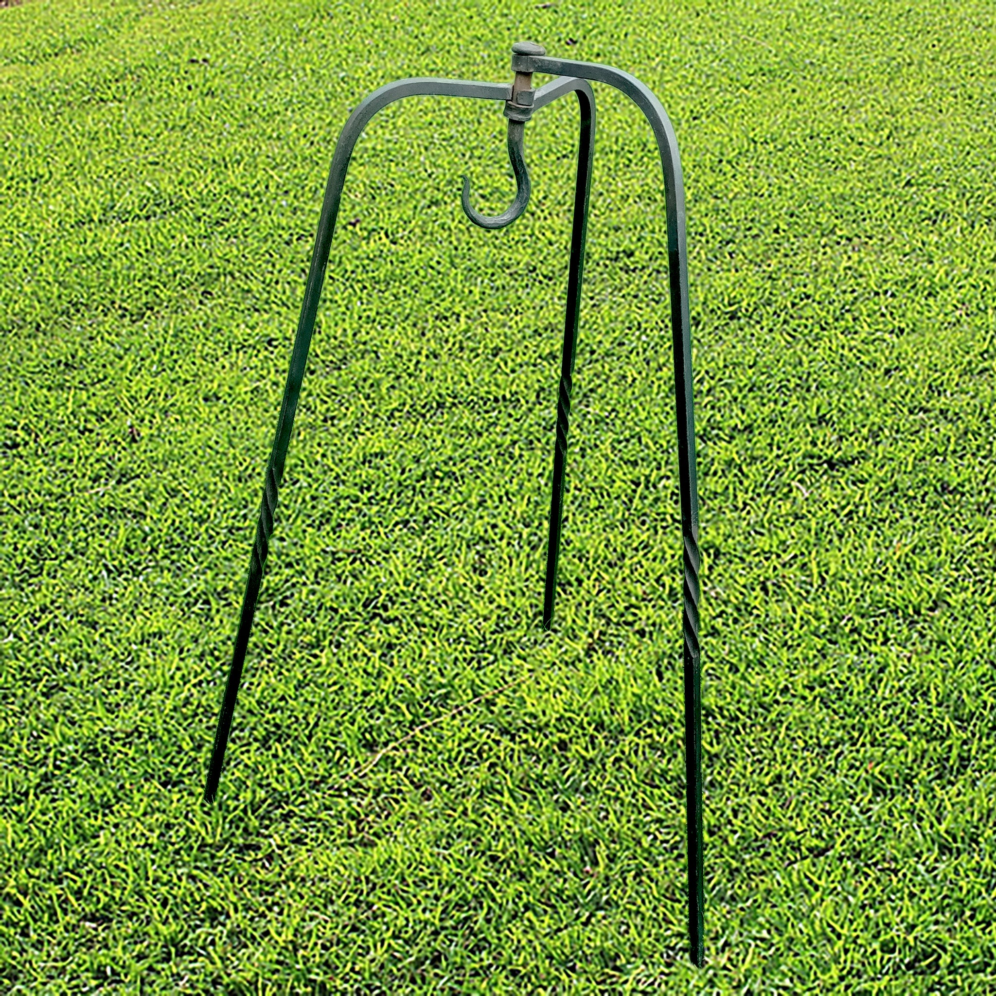 Hand-Forged Iron Tripod Cooking Stand - Front Angle View