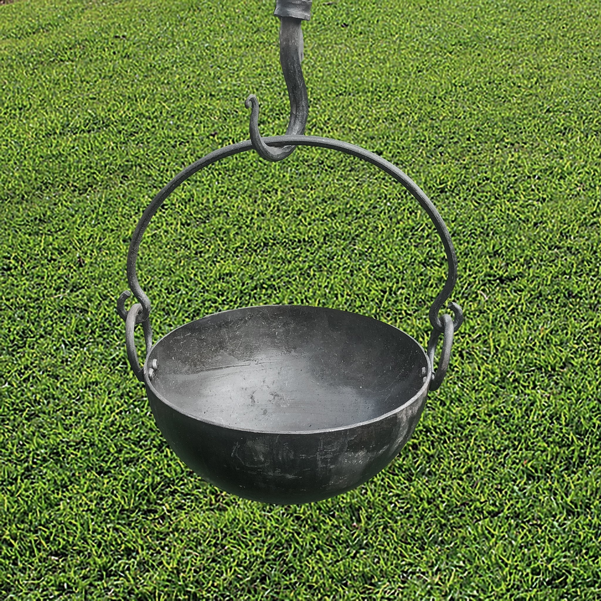 Medium Steel Cauldron / Cooking Pot with Hand-Forged Iron Handles for Viking / Medieval Reenactment