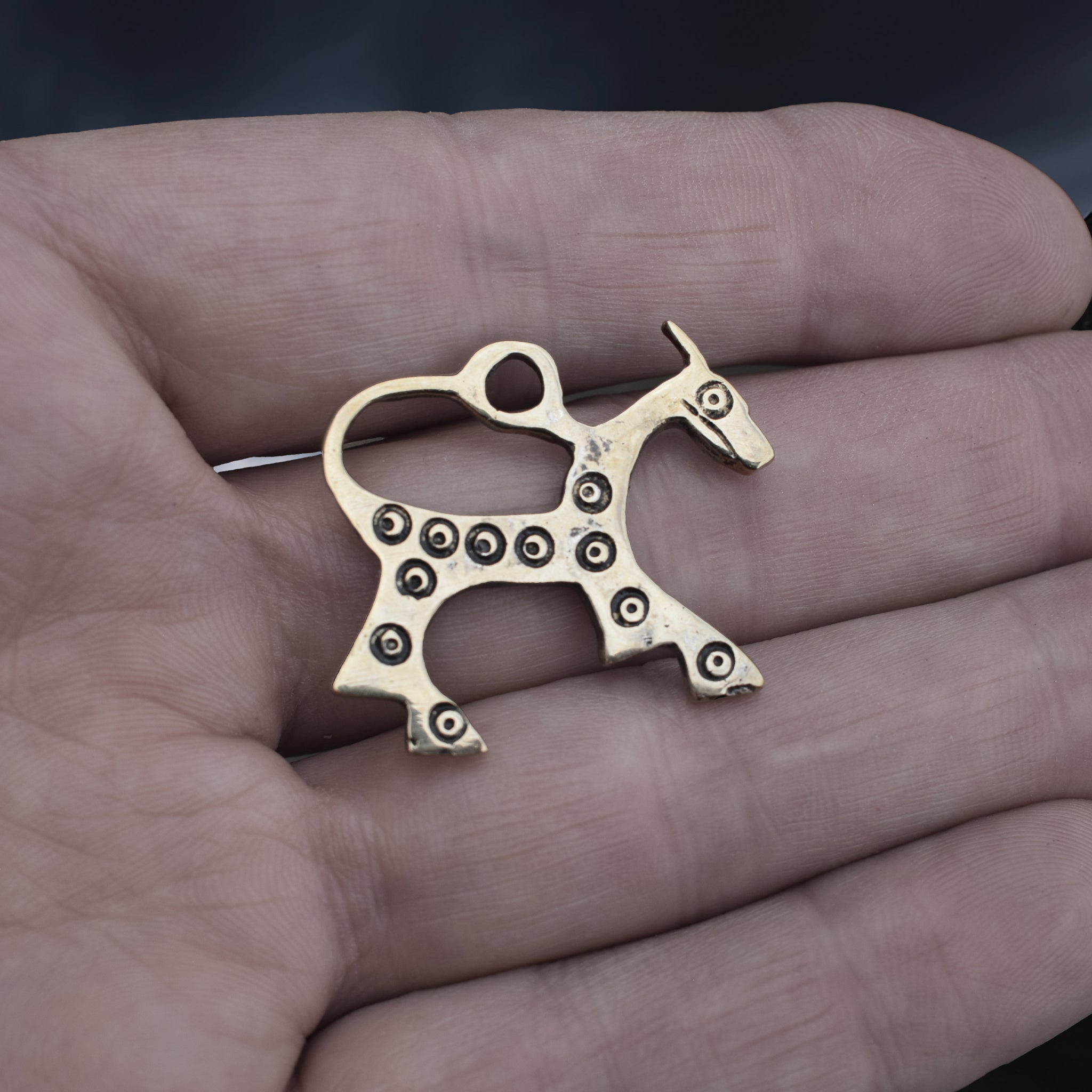 Bronze Replica Viking Horse Pendant from Novgorod on Hand