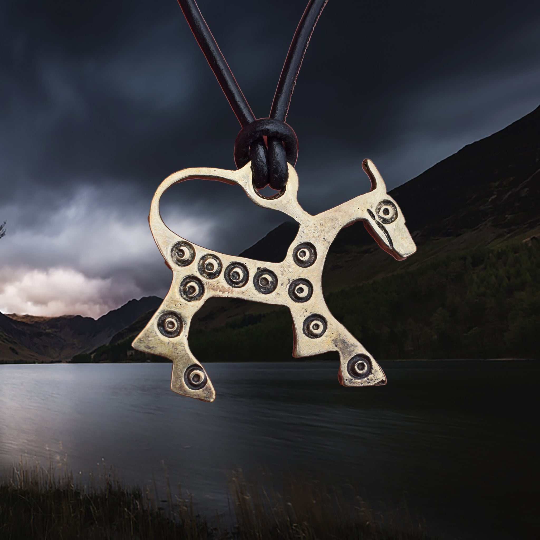 Bronze Replica Viking Horse Pendant from Novgorod on Leather Cord