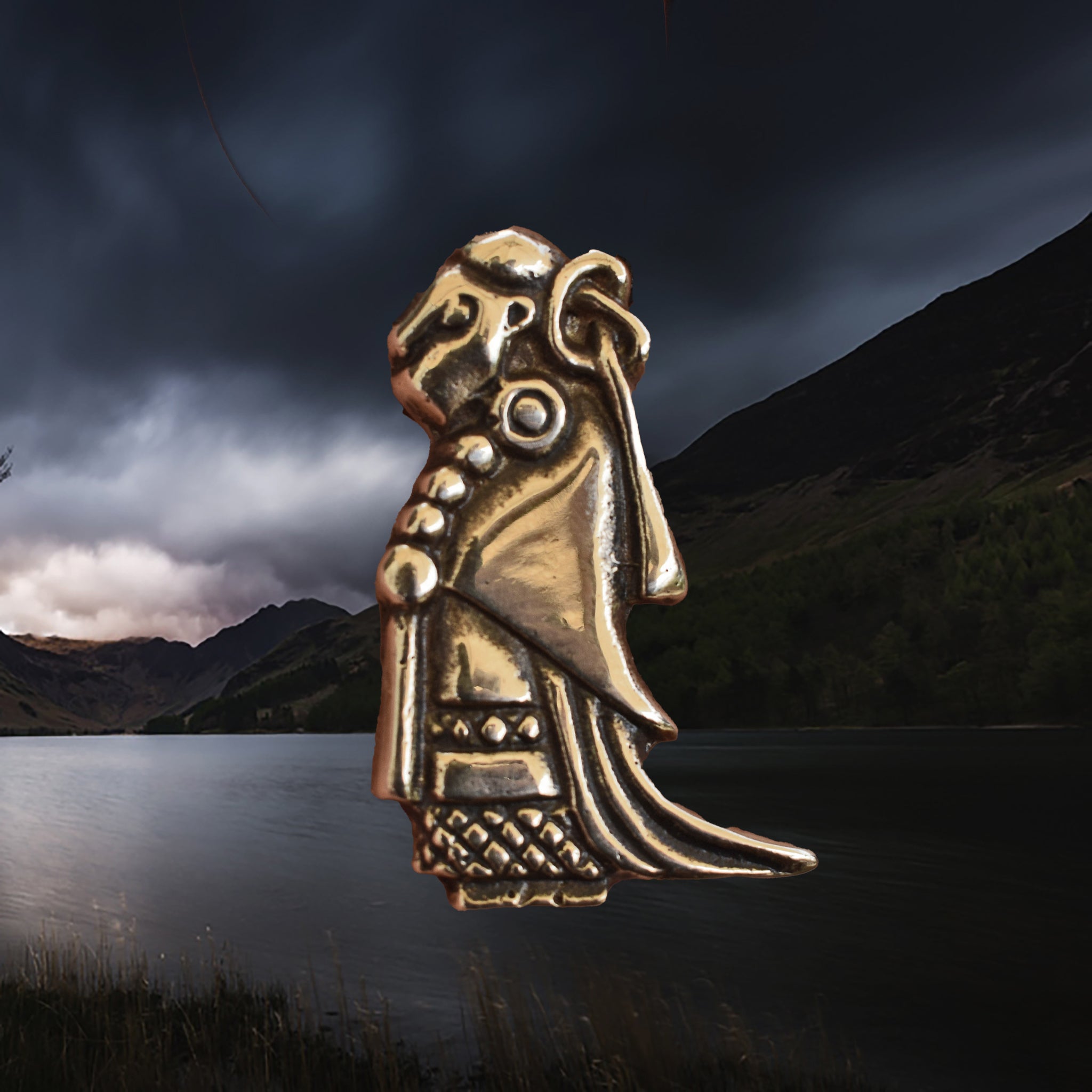 Large Bronze Valkyrie Viking Pendant Replica from Sweden