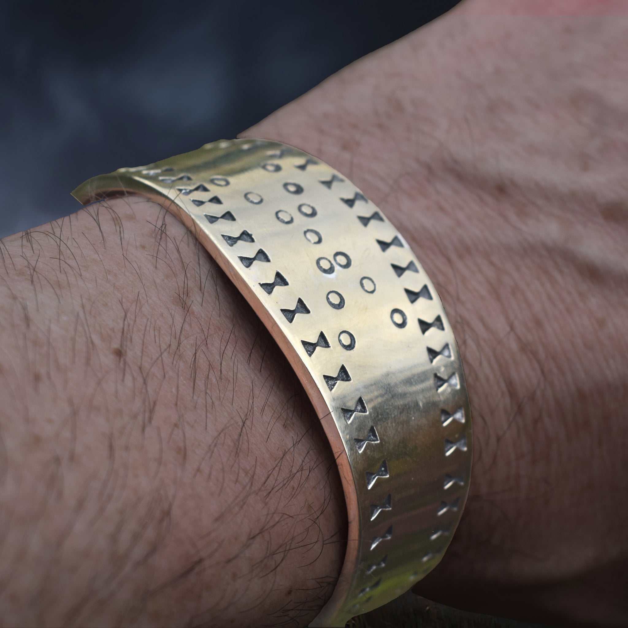 Bronze Viking Bracelet / Arm Ring Replica from Cuerdale on Man's Wrist