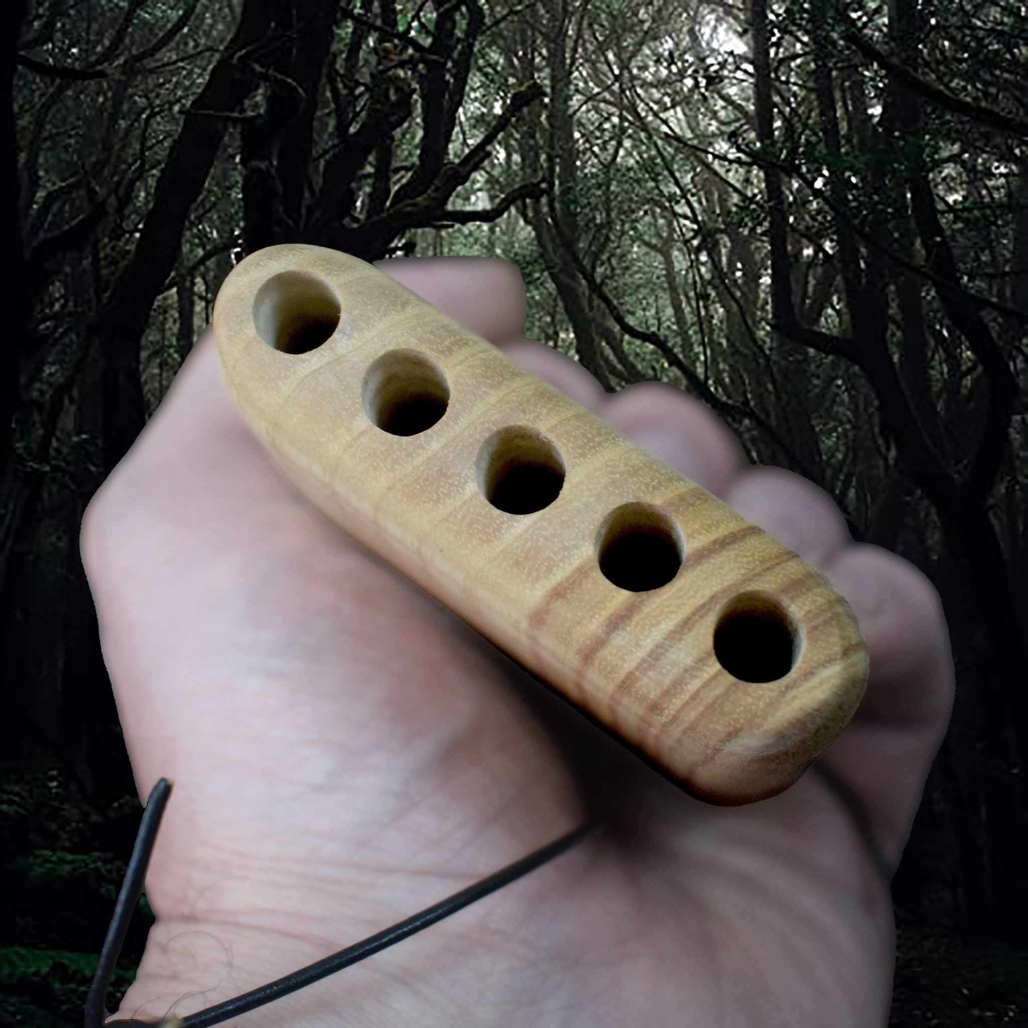 Reproduction of the Original Pan Flute / Pan Pipes Found at Jorvik, 9th / 10th Century in Hand - Holes View