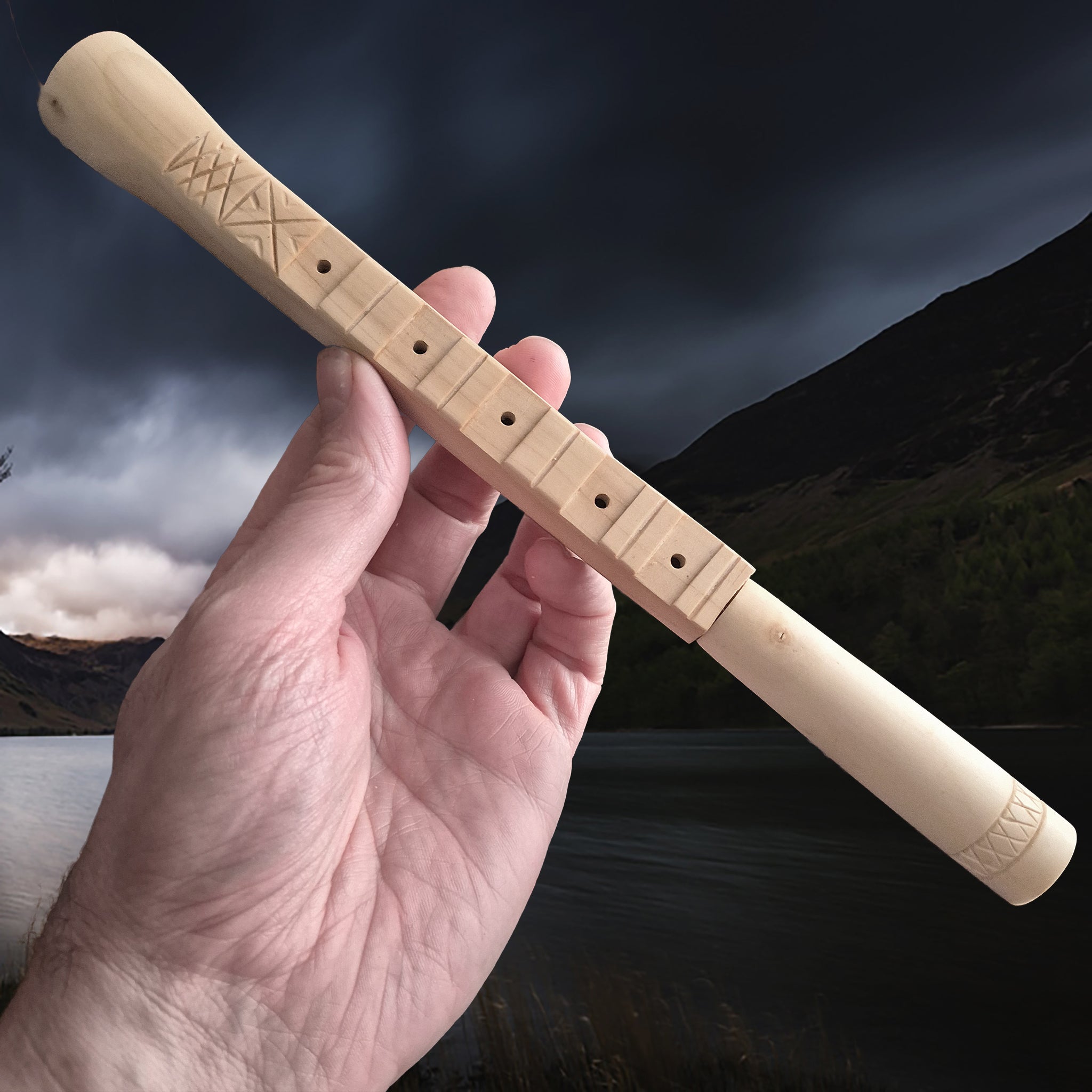 Handmade Viking Age Pipe Flute Replica from Hungate, York in Hand