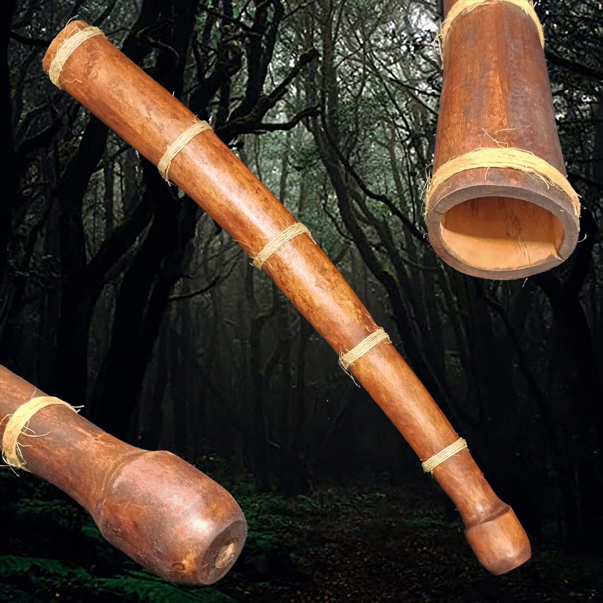 Handmade Replica Viking Age War Horn / Lur in Stained Willow Wood - Different Angles