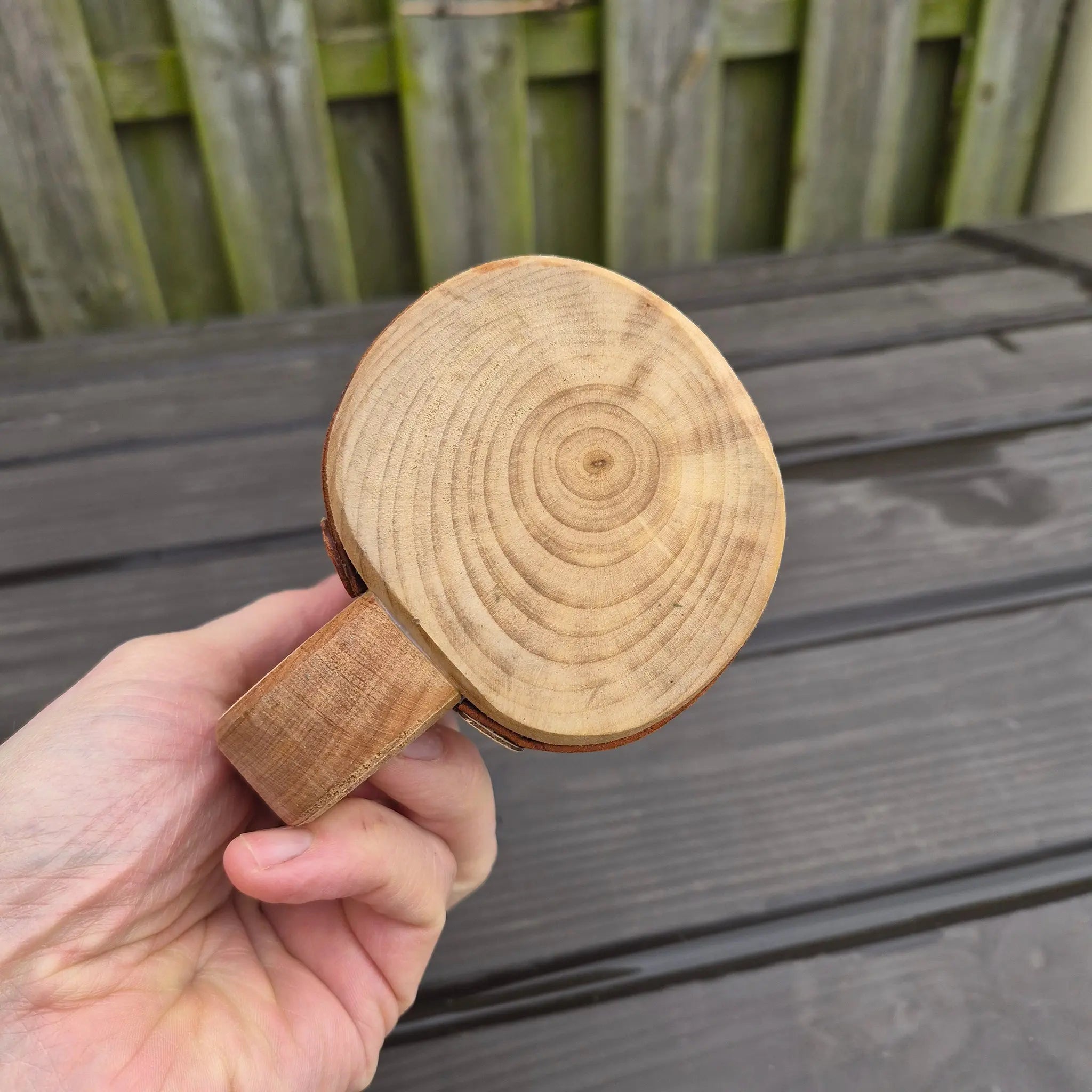 Hand-Carved Medieval Style Alder Wood Beer Tankard - Small Size - Base View