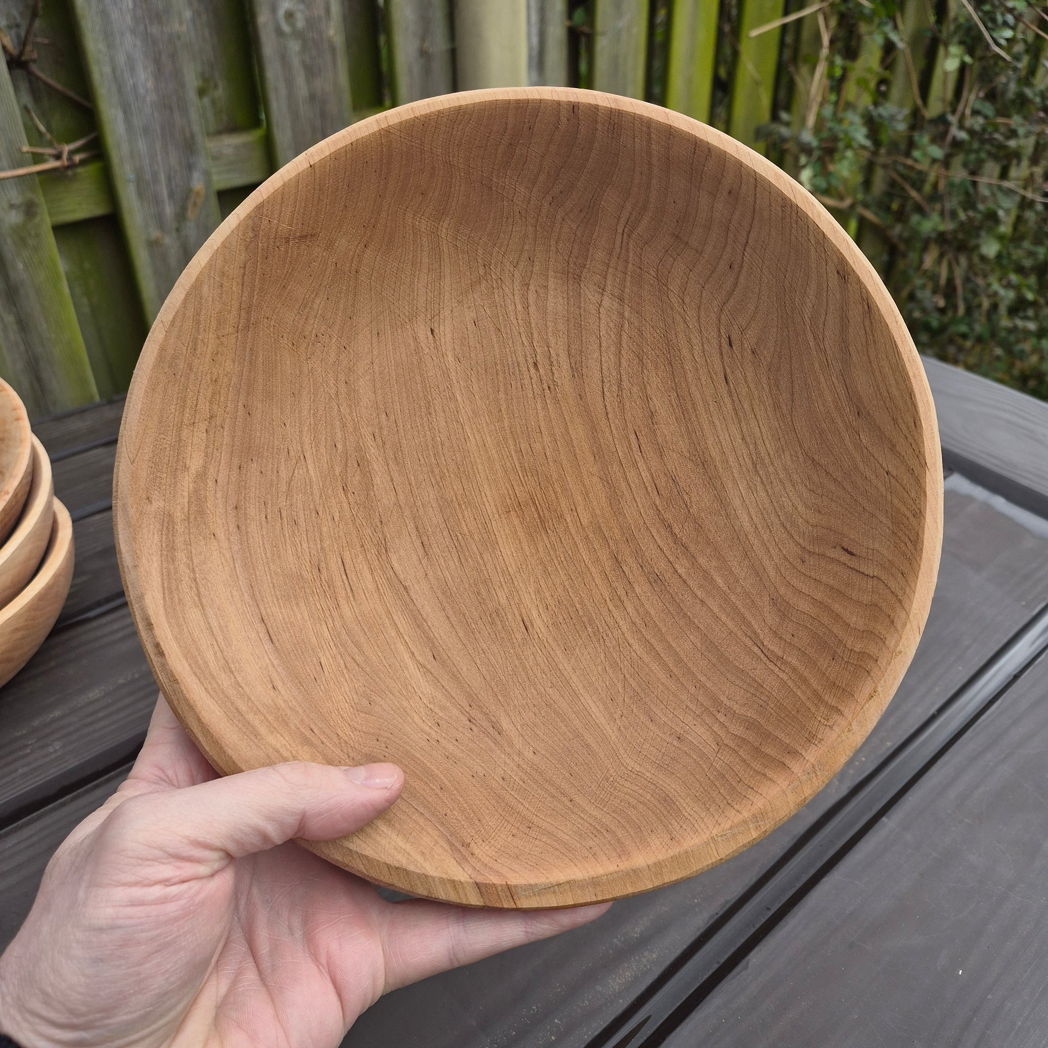 Viking Age Replica Hand Turned Alder Wood Bowl - Large Size in Hand from The Viking Dragon