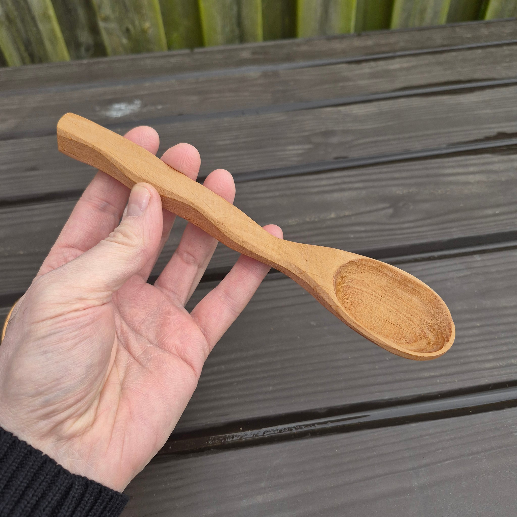 Viking Age Replica Handmade Alder Wood Spoon - Large Size in Hand from The Viking Dragon