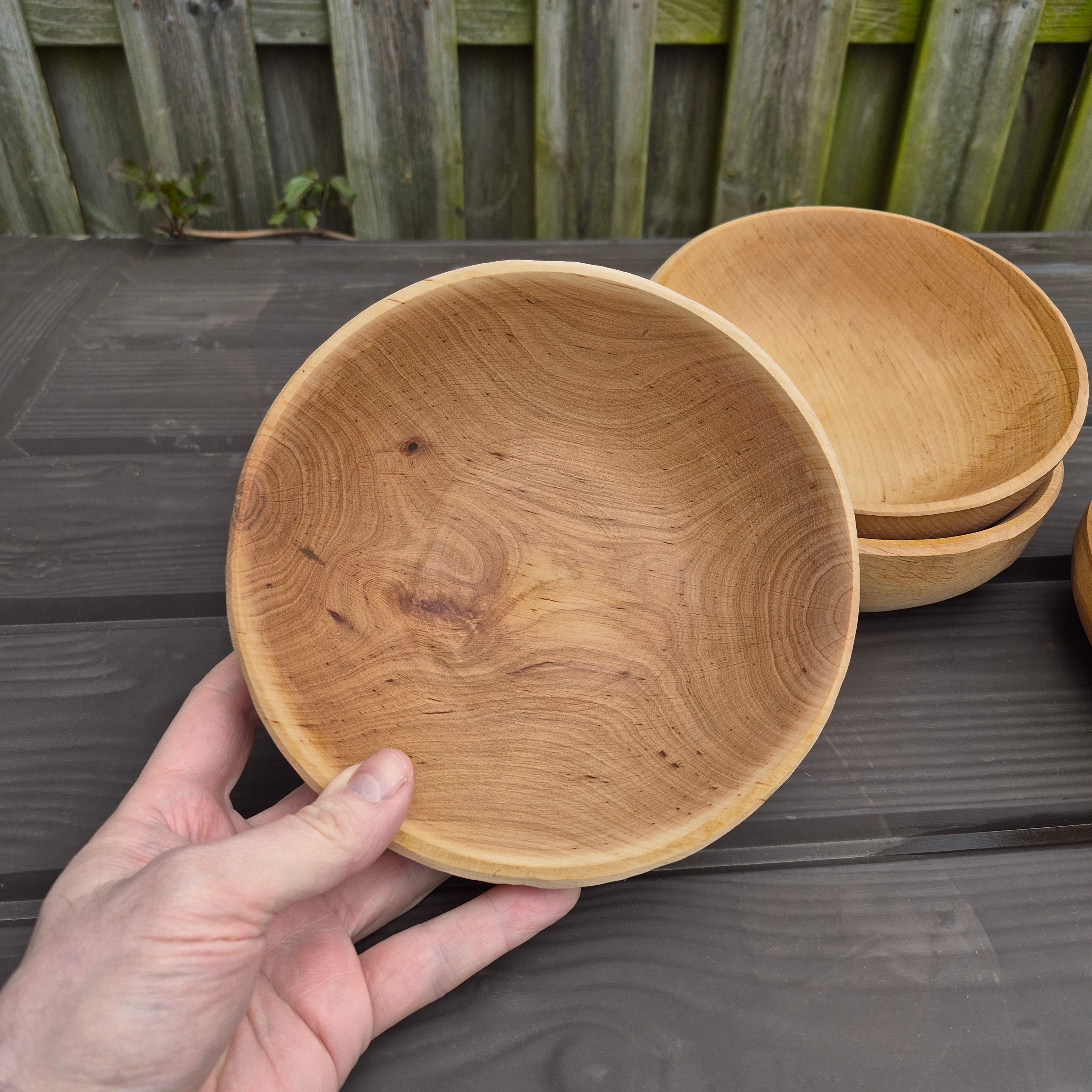 Viking Age Replica Hand Turned Alder Wood Bowl in Hand from The Viking Dragon