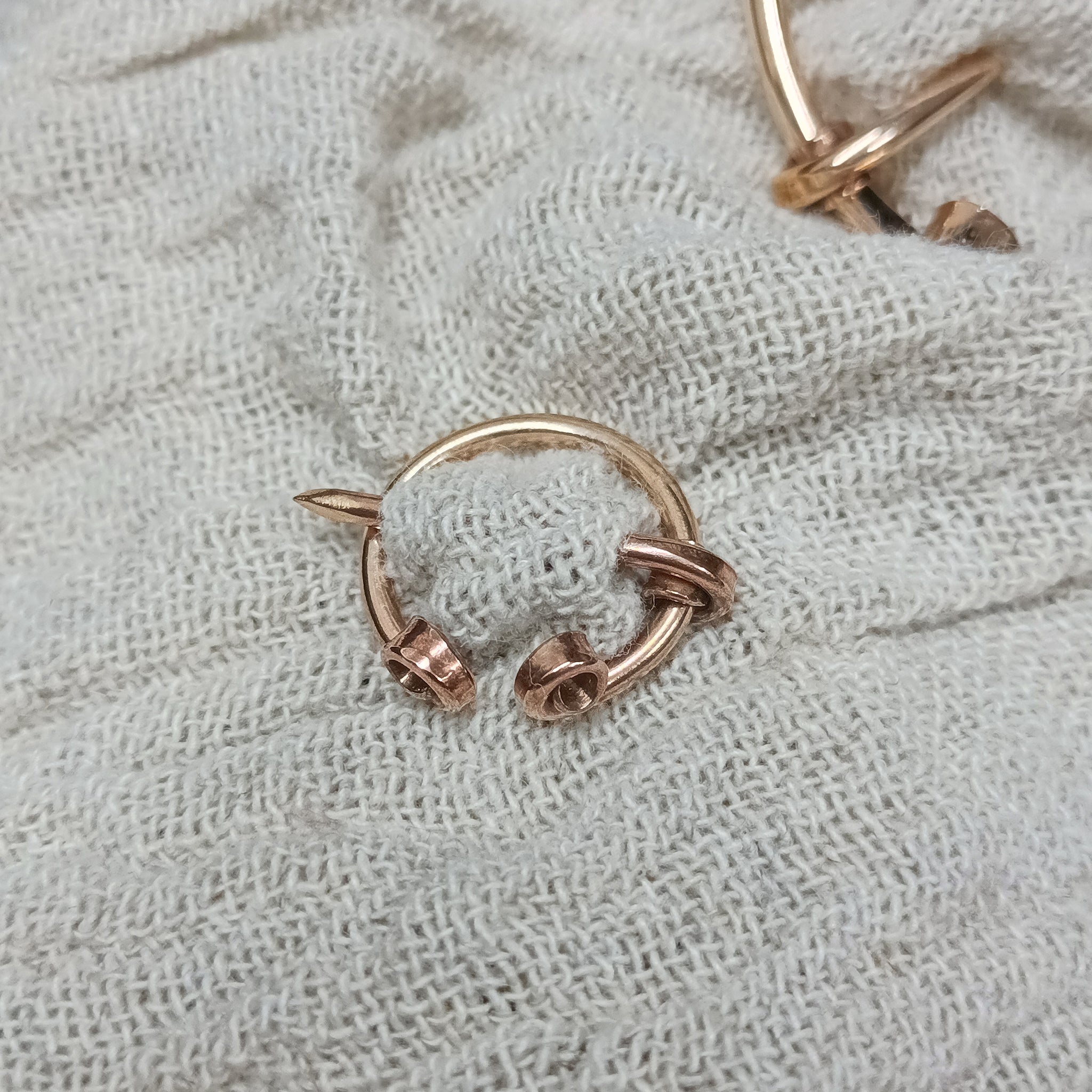 Small Bronze Clothes Pin / Cloak Pin / Fibula - Hooked Through Linen
