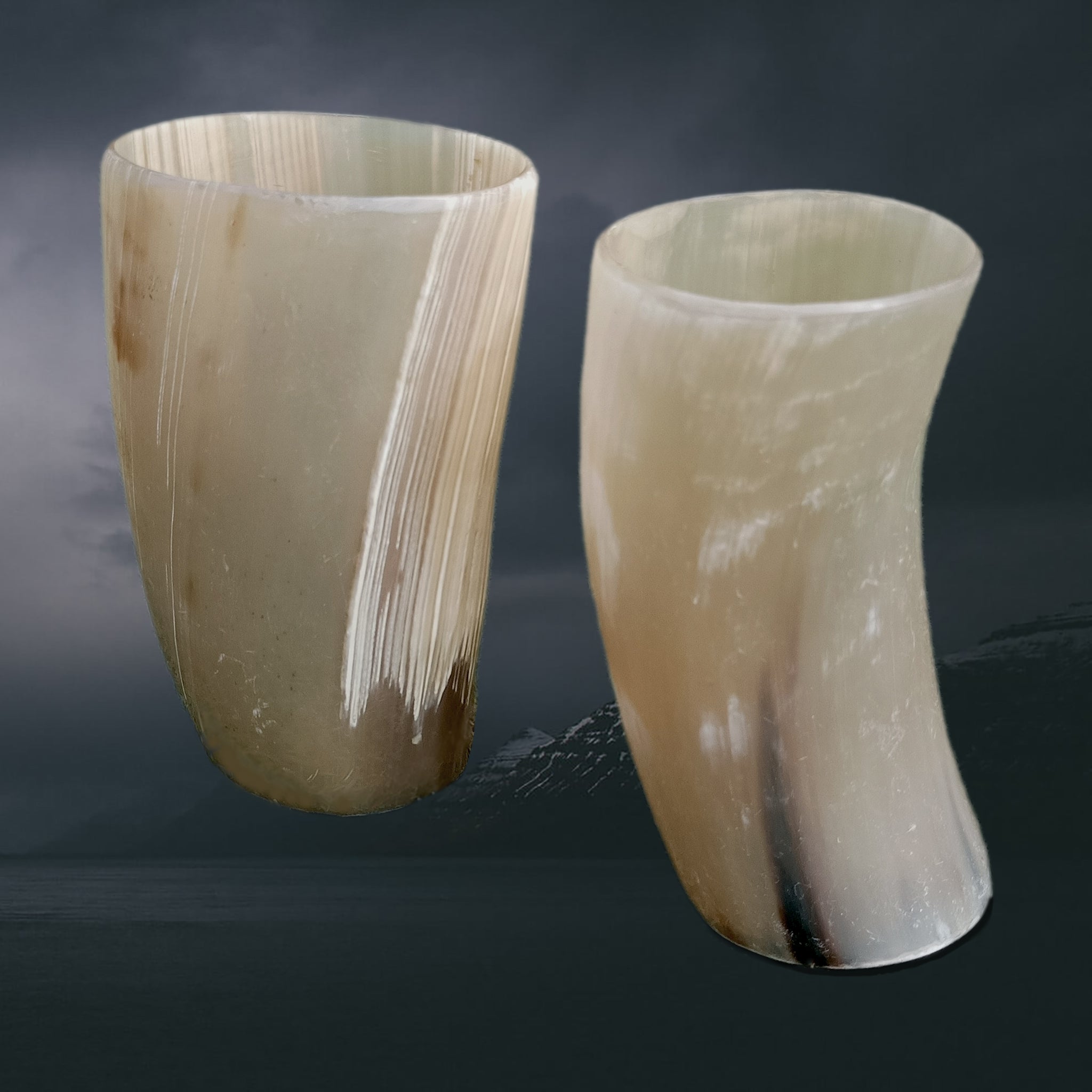 Polished Horn Beer Beakers with Resin Base