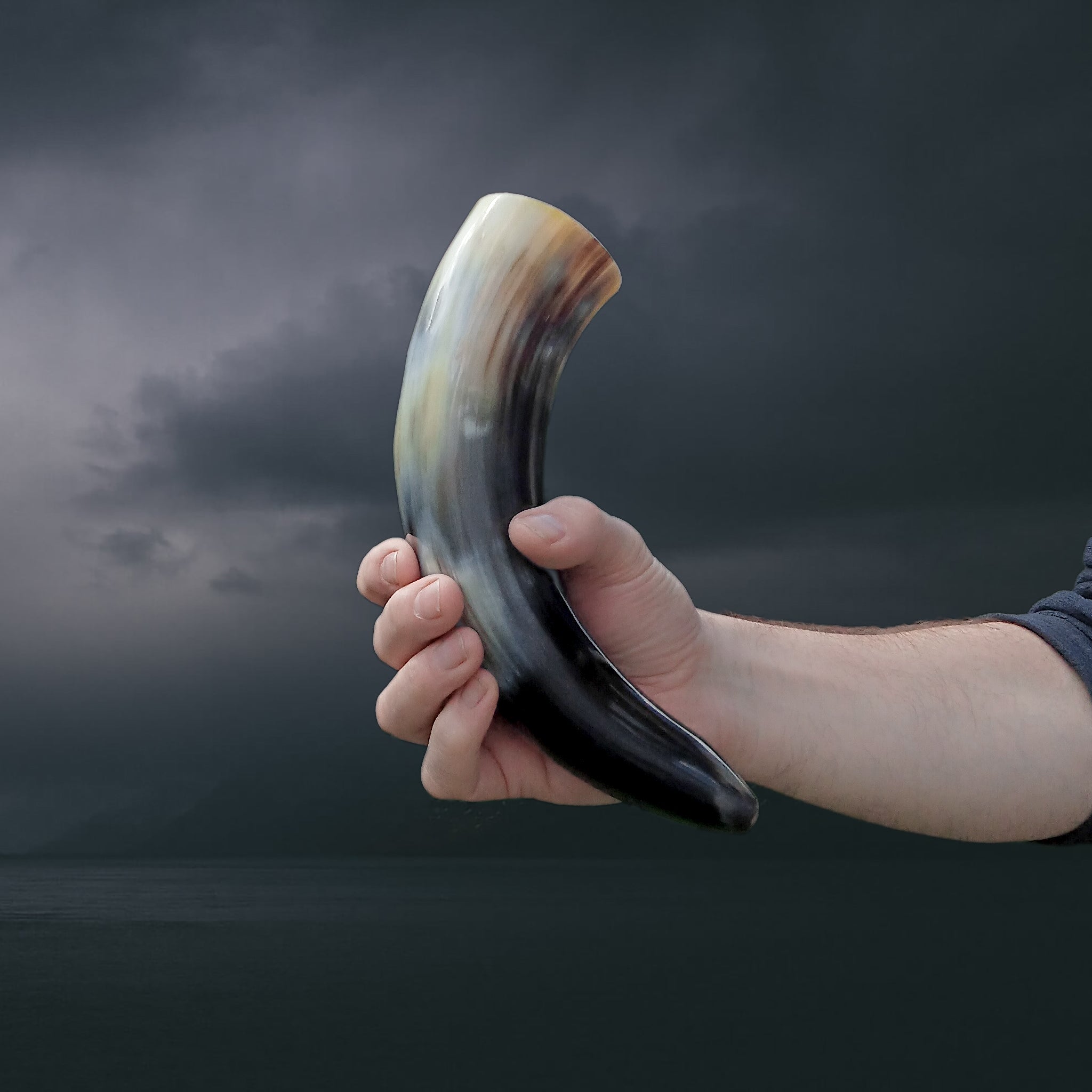 Ox Horn Polished Viking Drinking Horn in Hand - Small