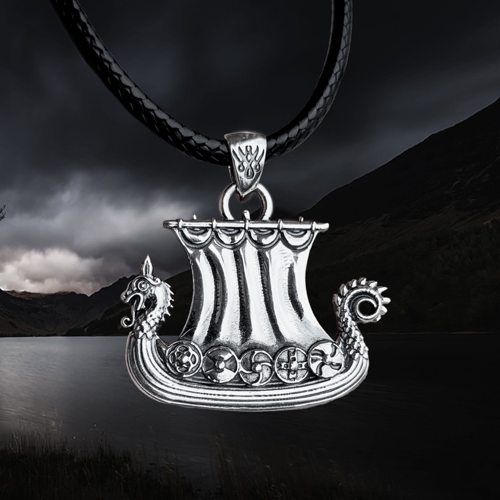 Silver Drakkar Viking Ship Pendant - Viking Jewelry