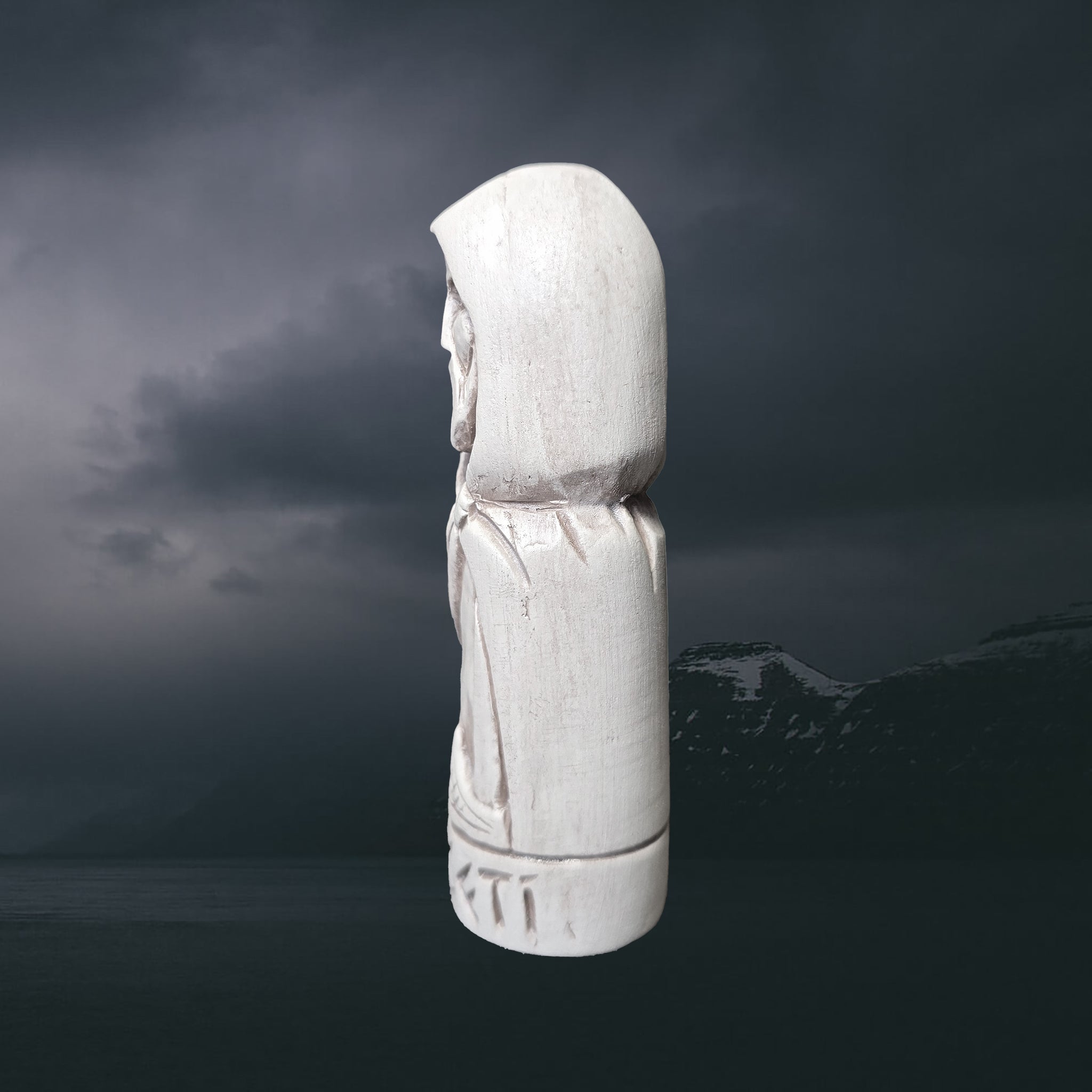 Hand-Crafted Ceramic Norse God Forseti Statuette - Left Side View