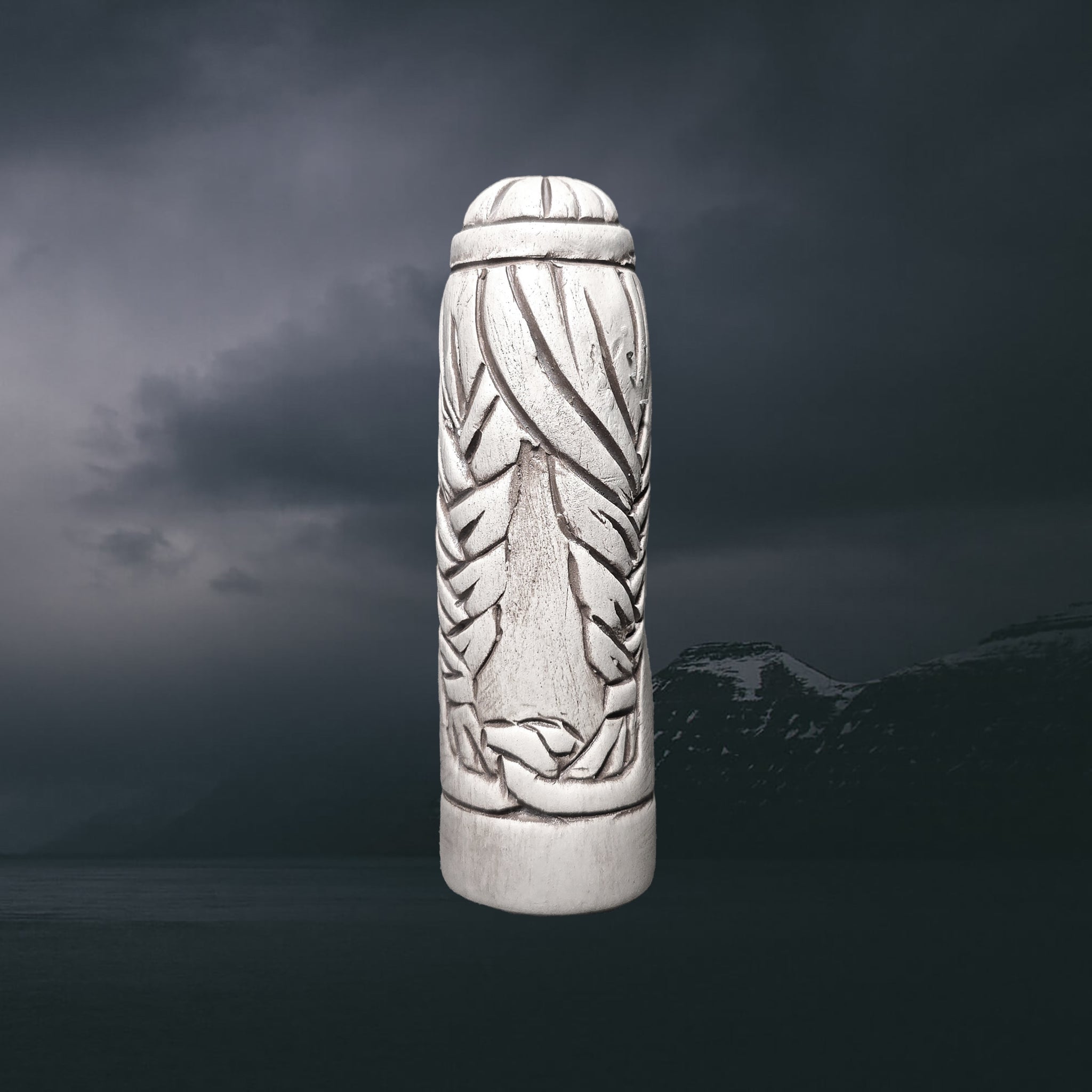 Hand-Crafted Ceramic Norse Goddess Freya Statuette - Back View