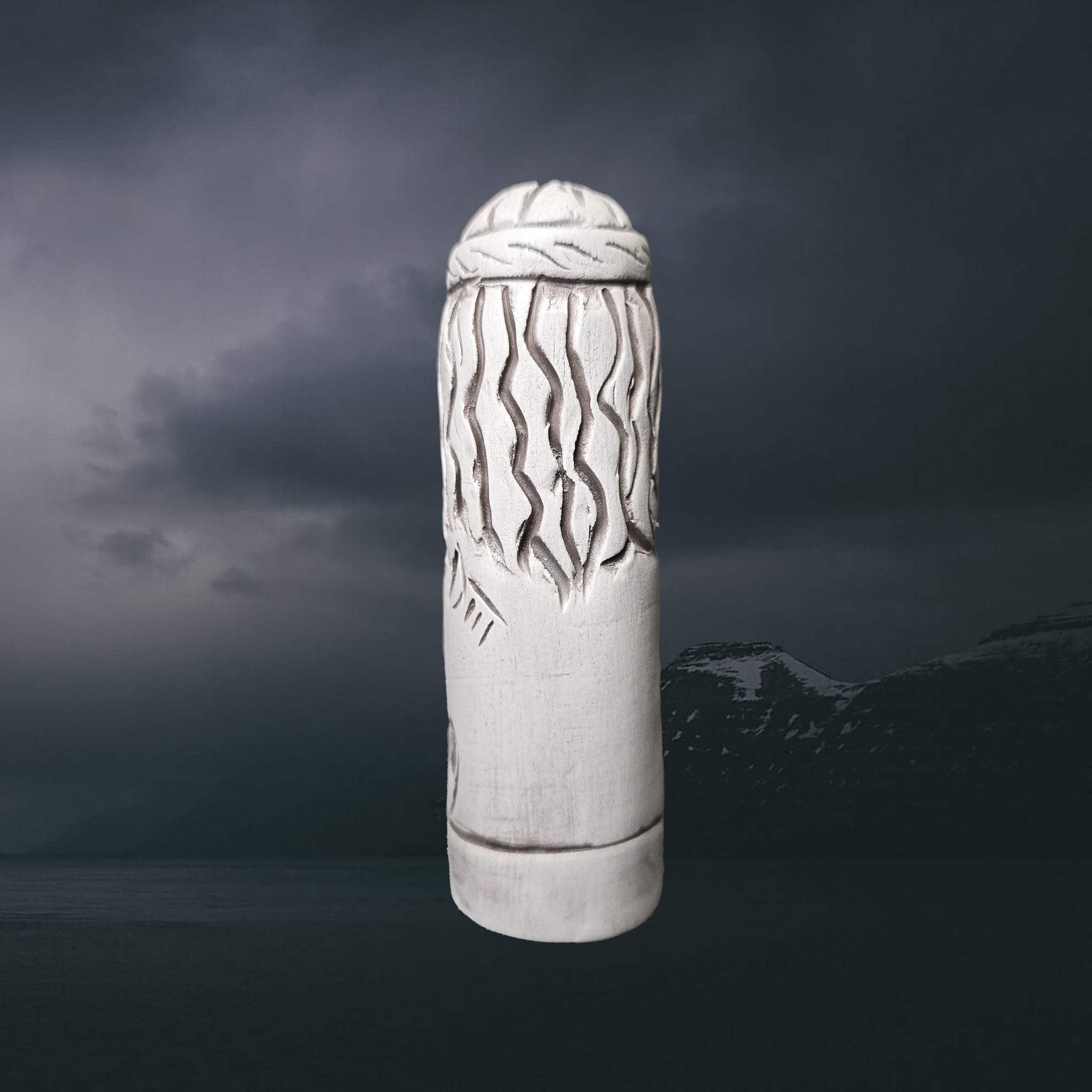 Hand-Crafted Ceramic Norse God Freyr (Frey) Statuette - Back View