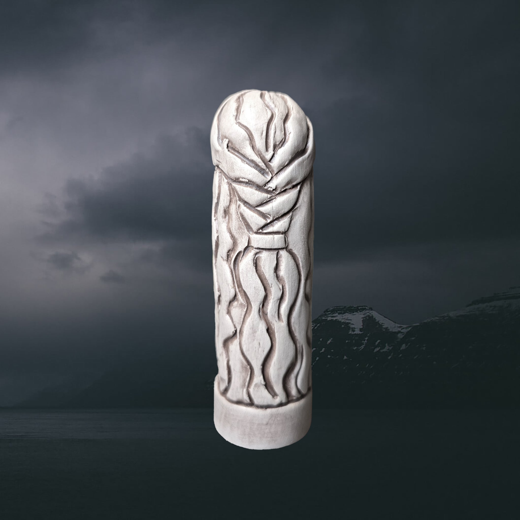 Hand-Crafted Ceramic Norse Goddess Gefjon Statuette - Back View