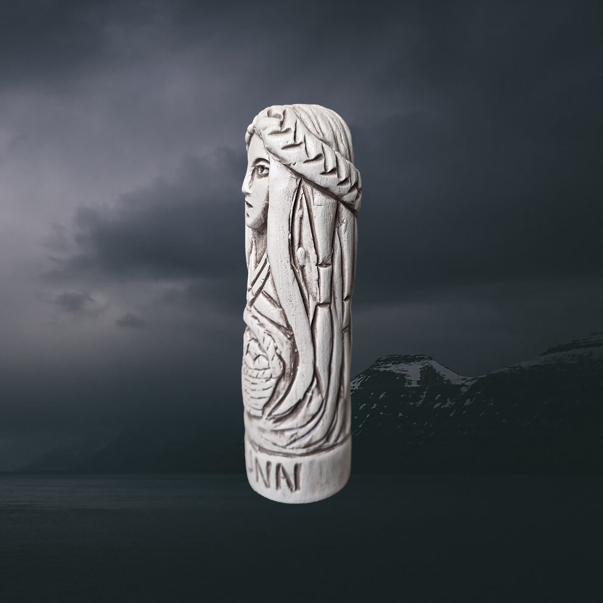 Hand-Crafted Ceramic Norse Goddess Idunn Statuette - Left Side View