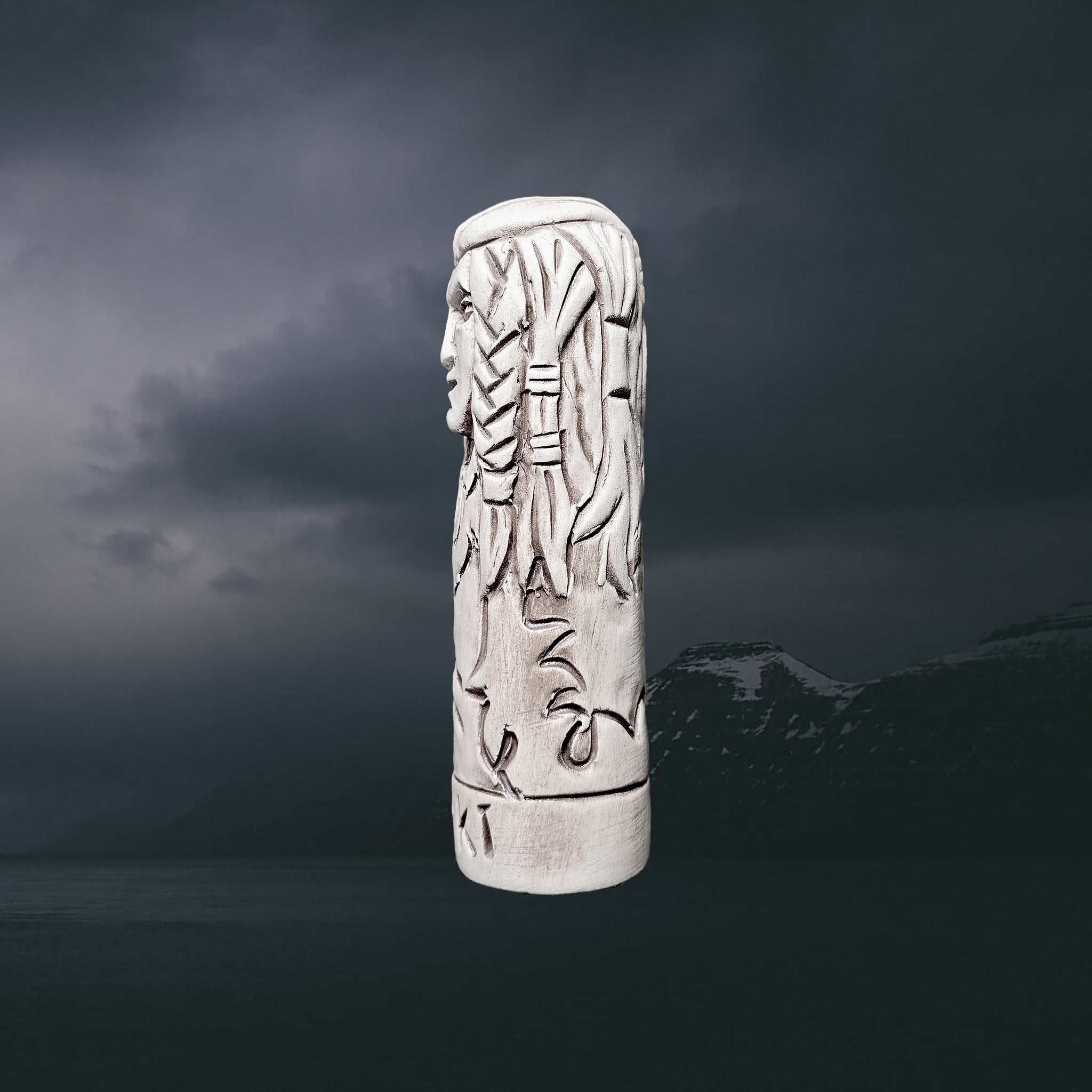 Hand-Crafted Ceramic Norse God Loki Statuette - Left Side View