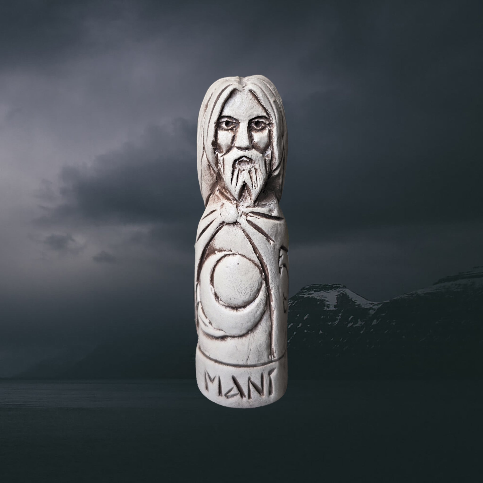 Statuette of the Norse God Mani in Hand-Crafted Clay