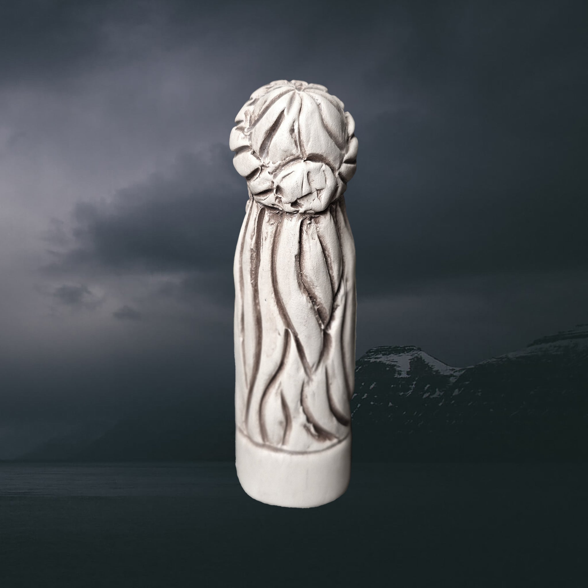 Hand-Crafted Ceramic Norse Goddess Nanna Statuette - Back View