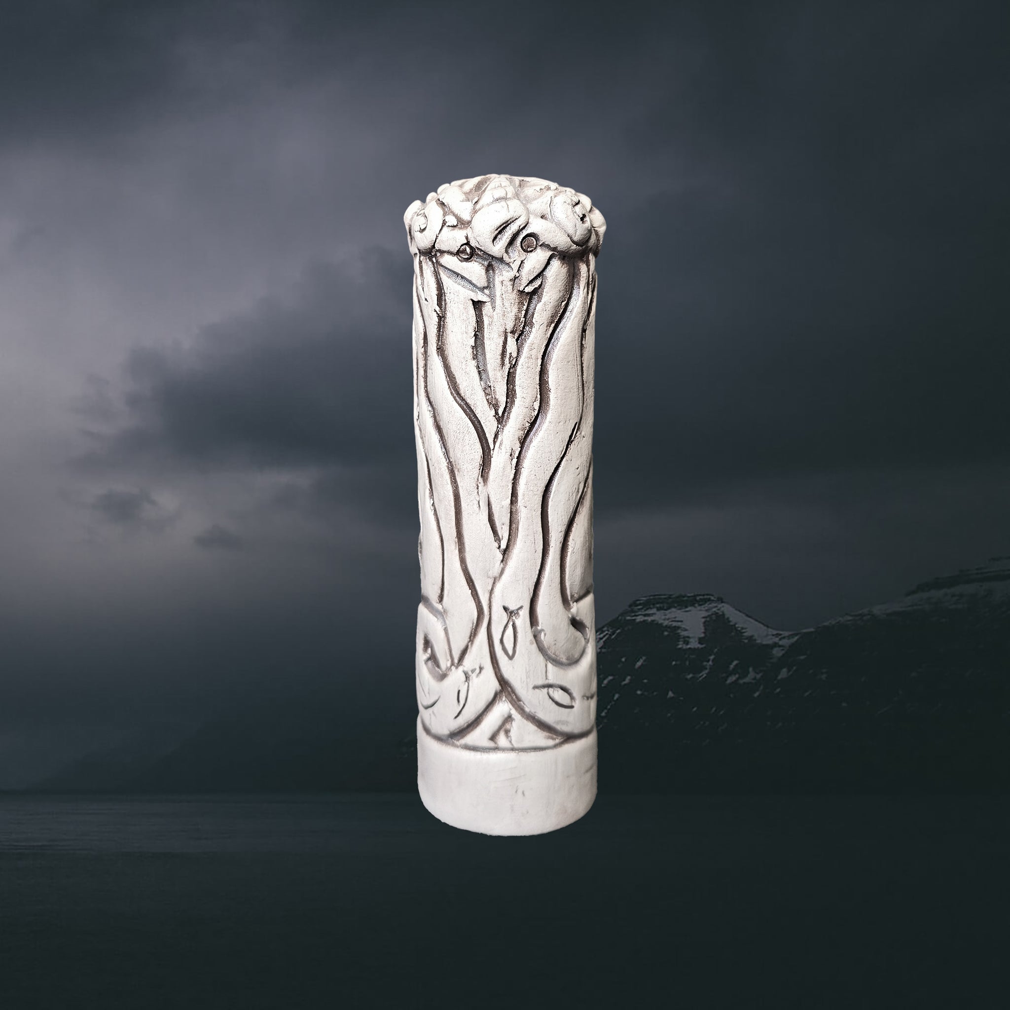 Hand-Crafted Ceramic Norse God Njord Statuette - Back View